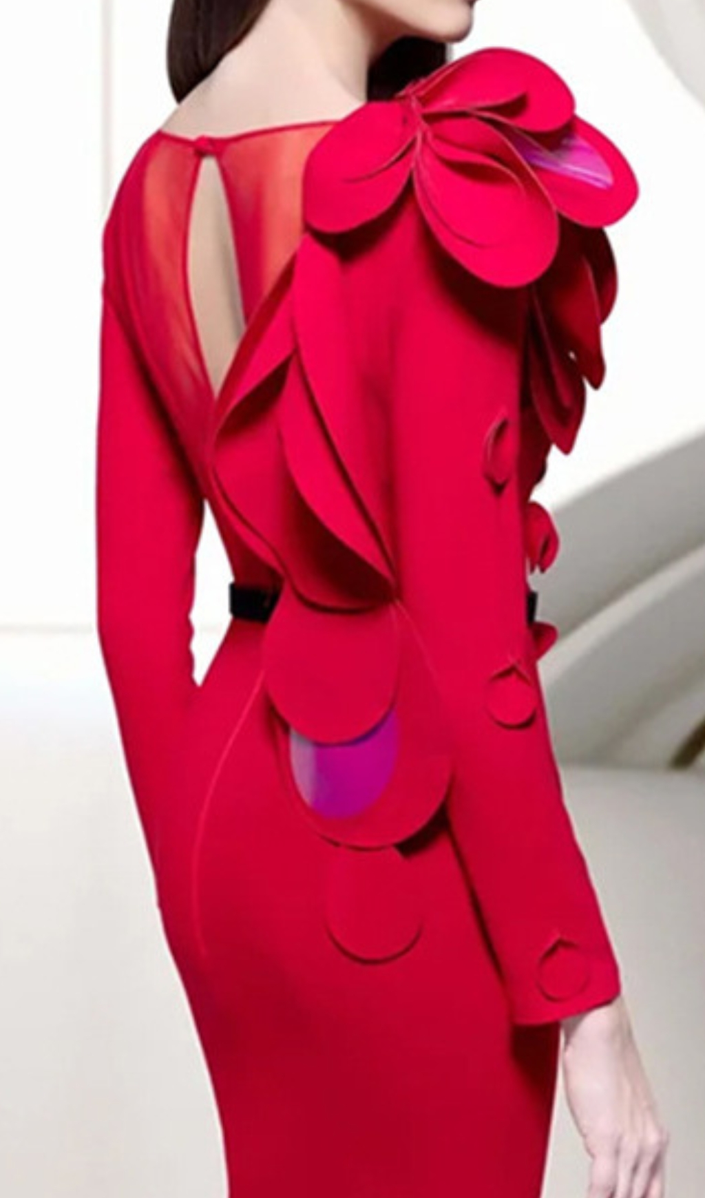 Fashionslee Women Dilan Red Long Sleeve Embellished Maxi Dress