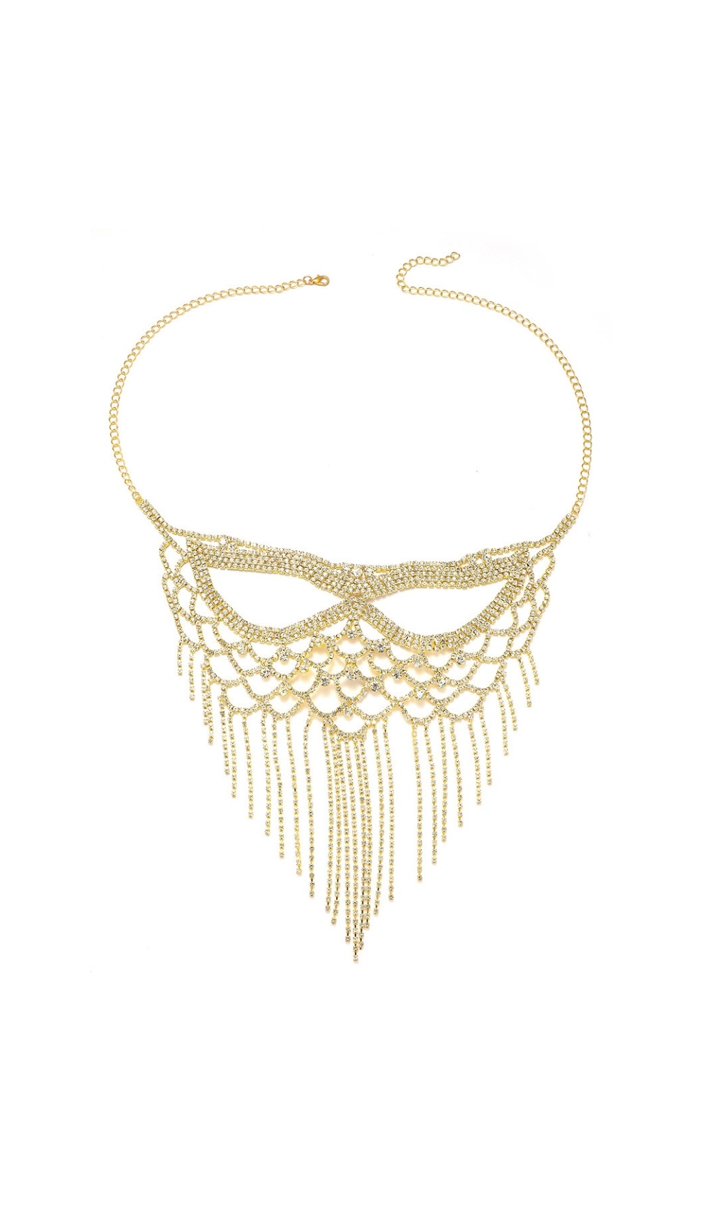 Fashionslee Women Dickson Gold Rhinestone Tassel Mask