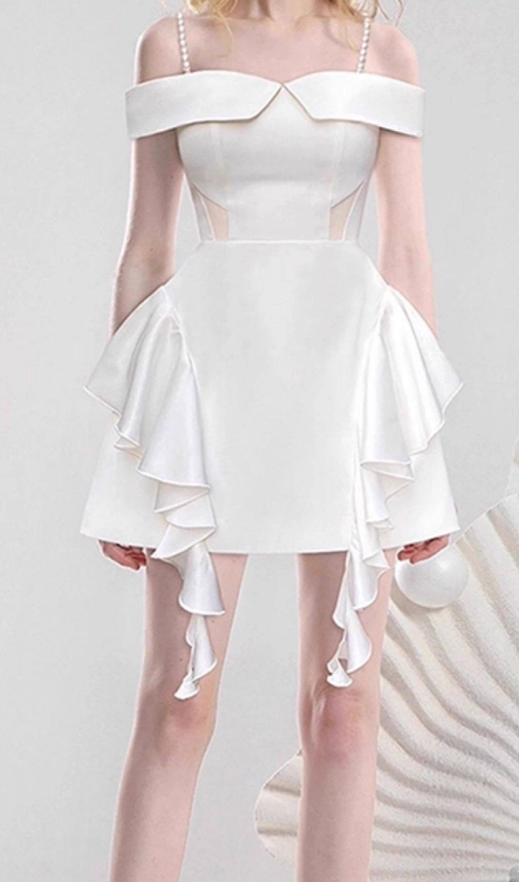 Fashionslee Women Jayleen White Ruffle Mini Dress