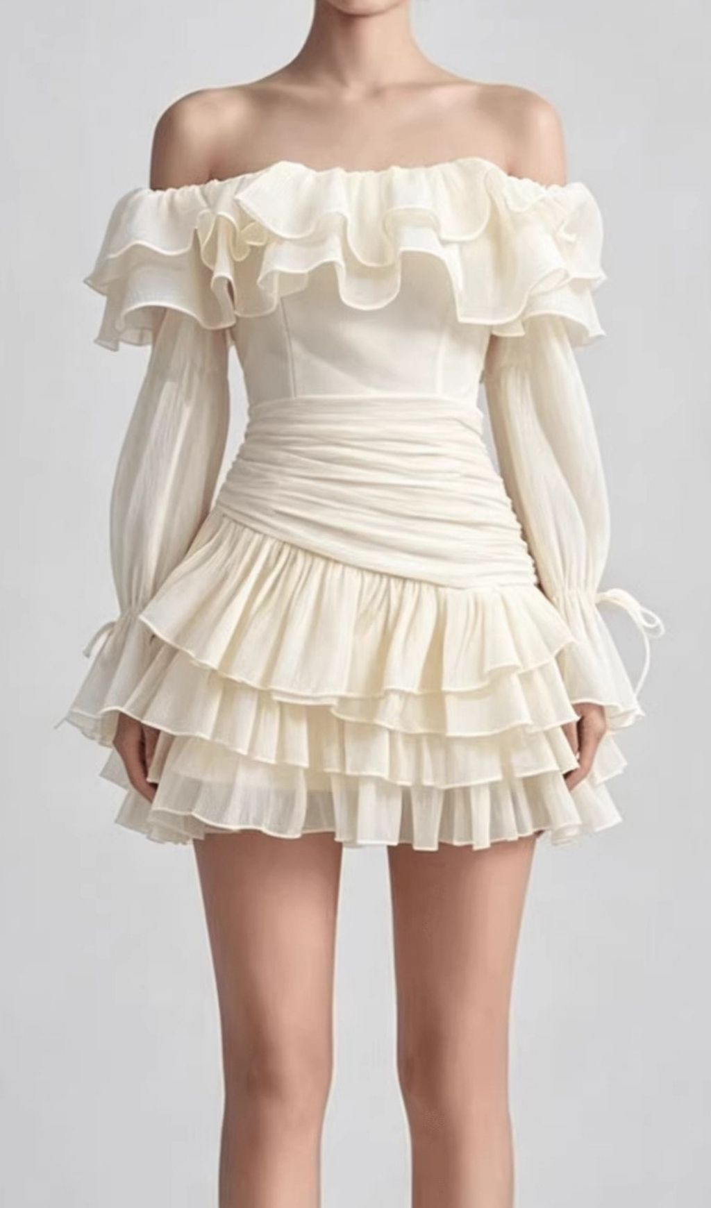 Fashionslee Women Kimya Off-Shoulder Ruffle Mini Dress