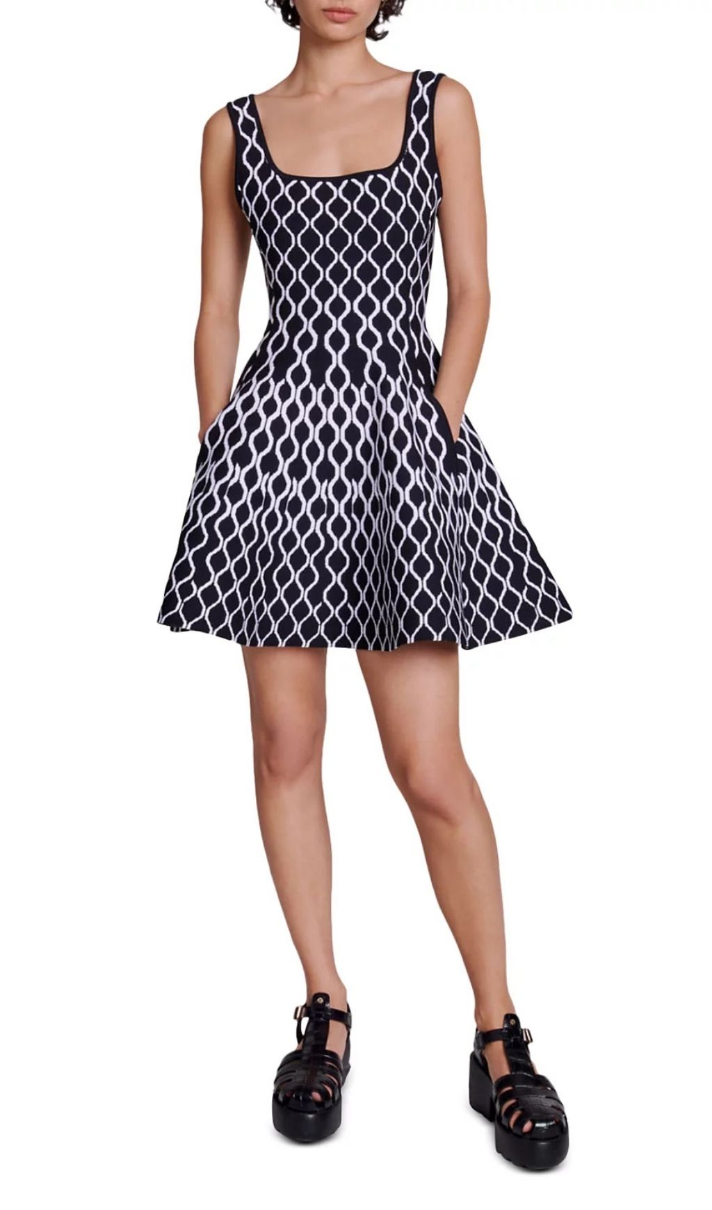 Fashionslee Women Russel Graphic Knit Skater Dress