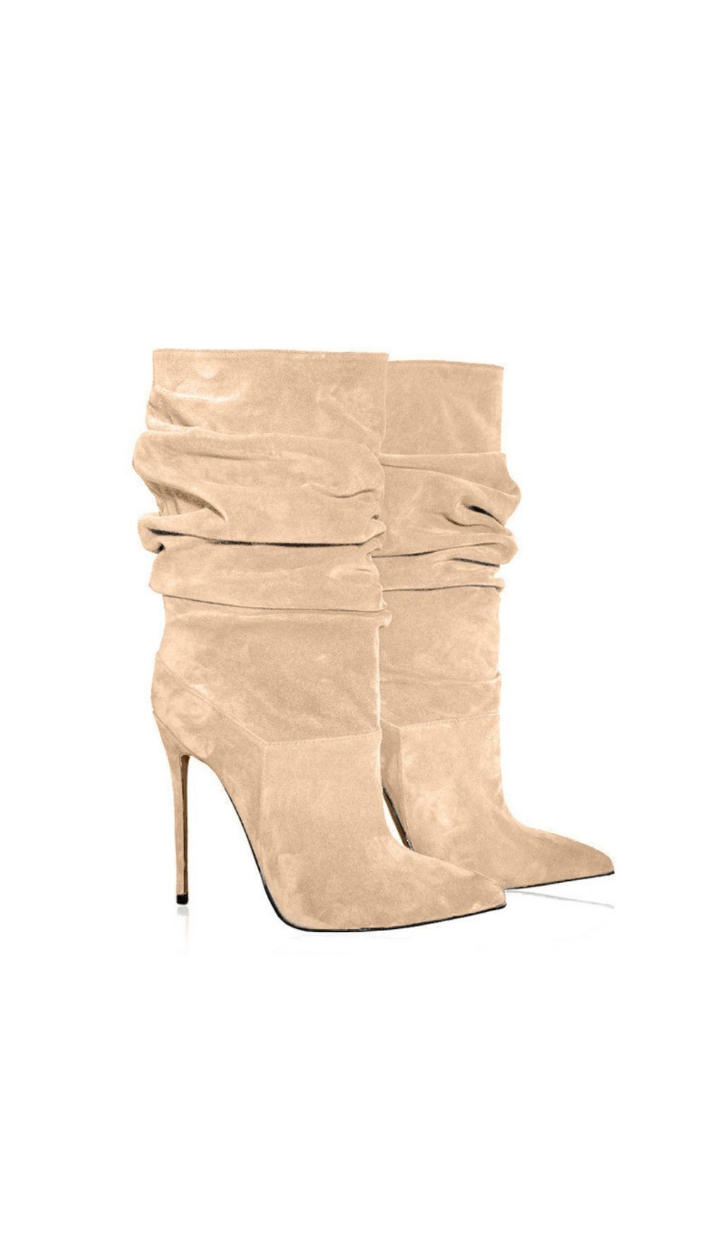 Fashionslee Women Katalin Beige High Heel Boots