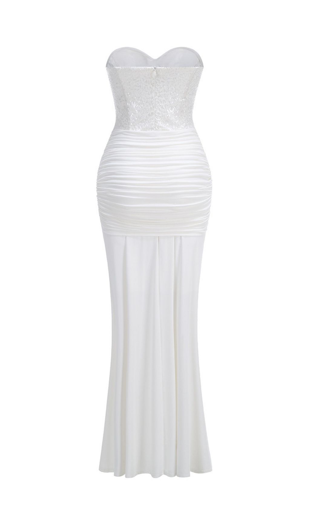 Fashionslee Women Kairi White Strapless Sequin Corset Maxi Dress