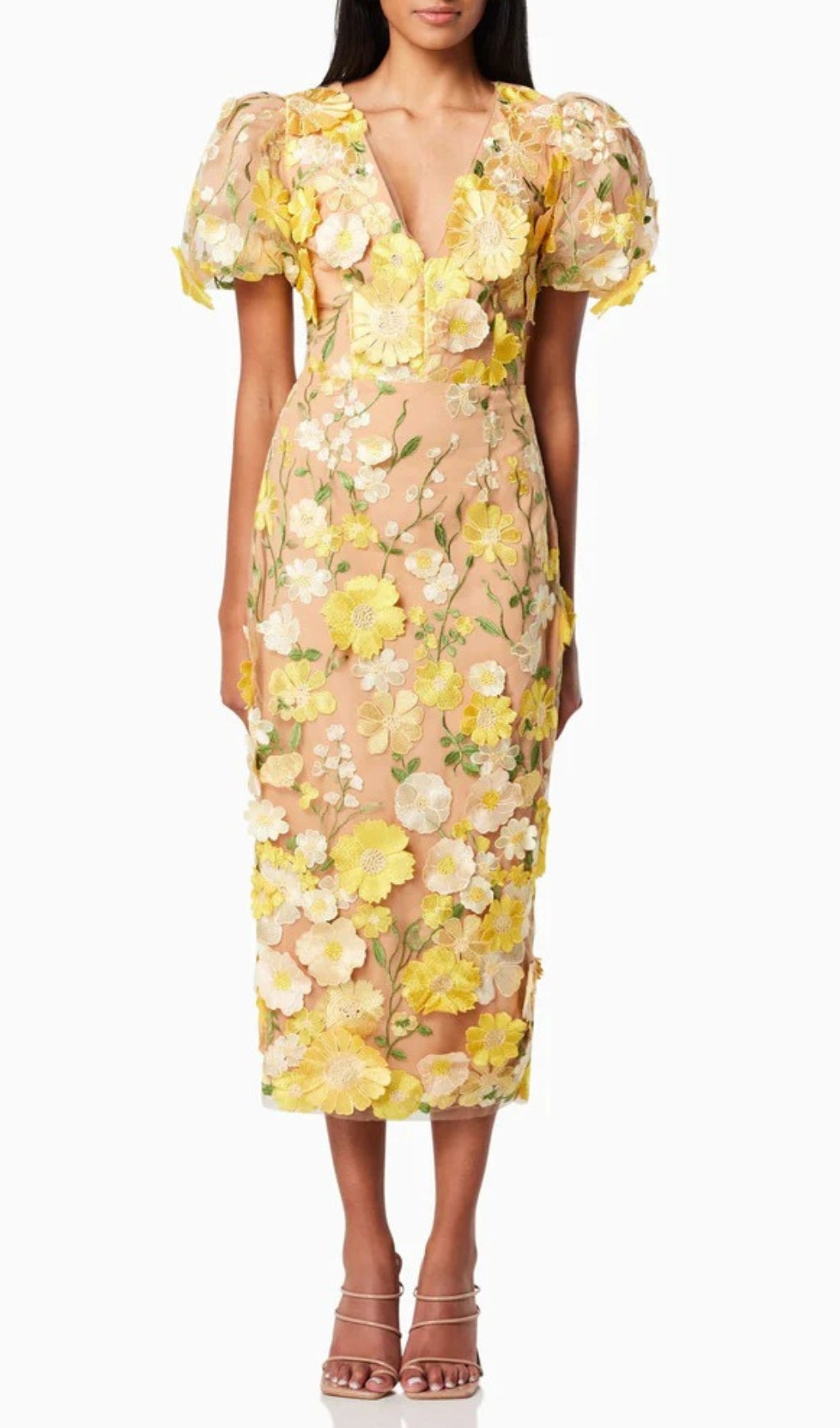 Fashionslee Women Aliya 3D Flower Midi Dress