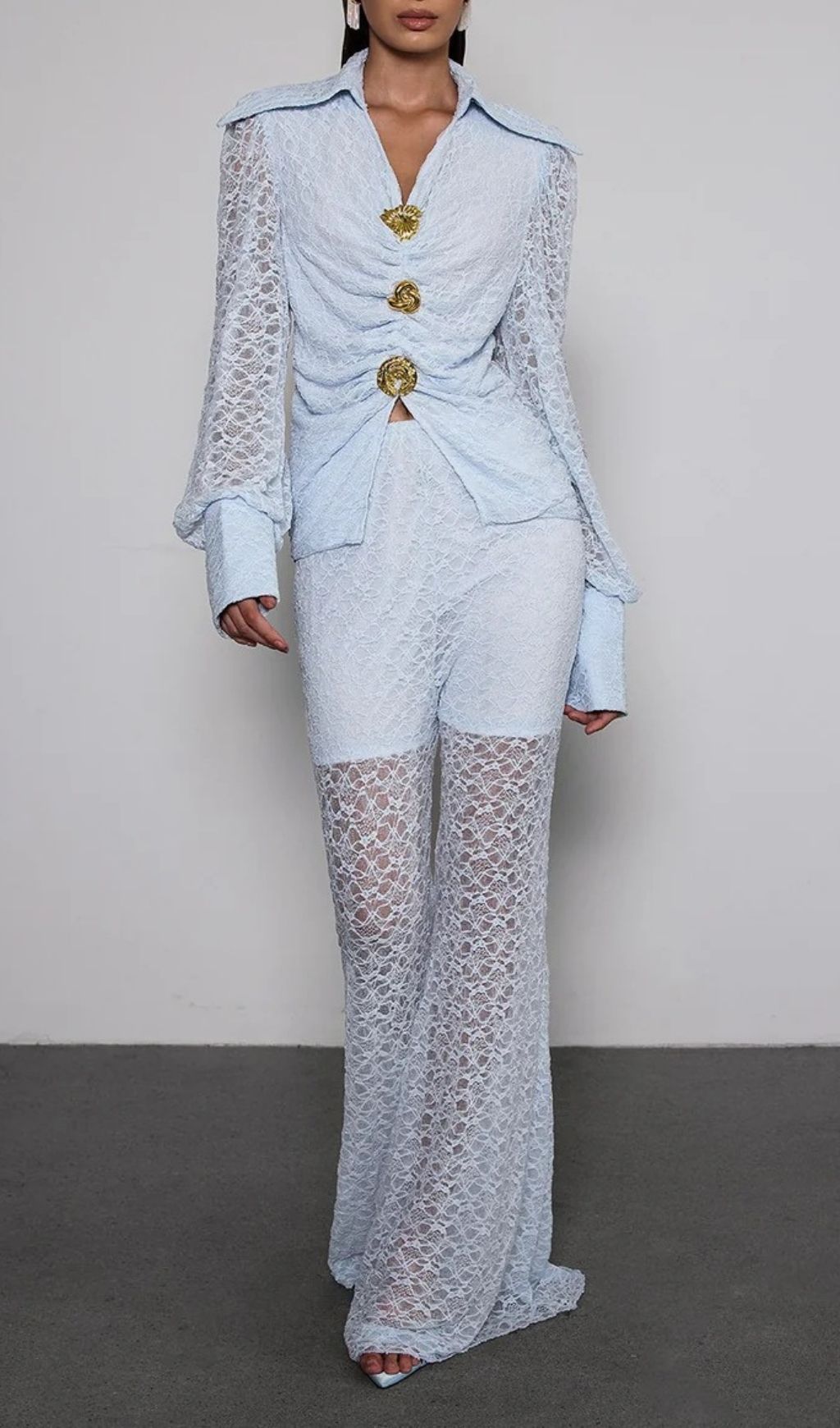 a7b62a4289d64831edba9b83247bc58c.jpg Fashionslee Women Noryxan Ruched Lace Flared Pants Set