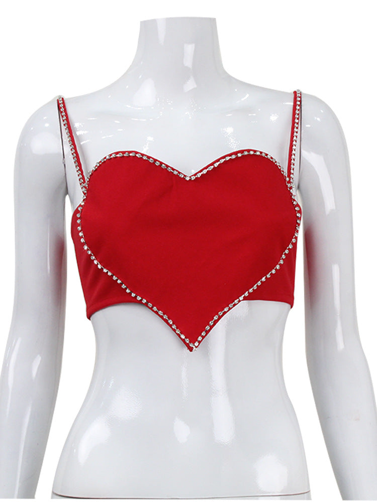 TRENDING EMBELLISHED HEART CROP TOP - OWNCI