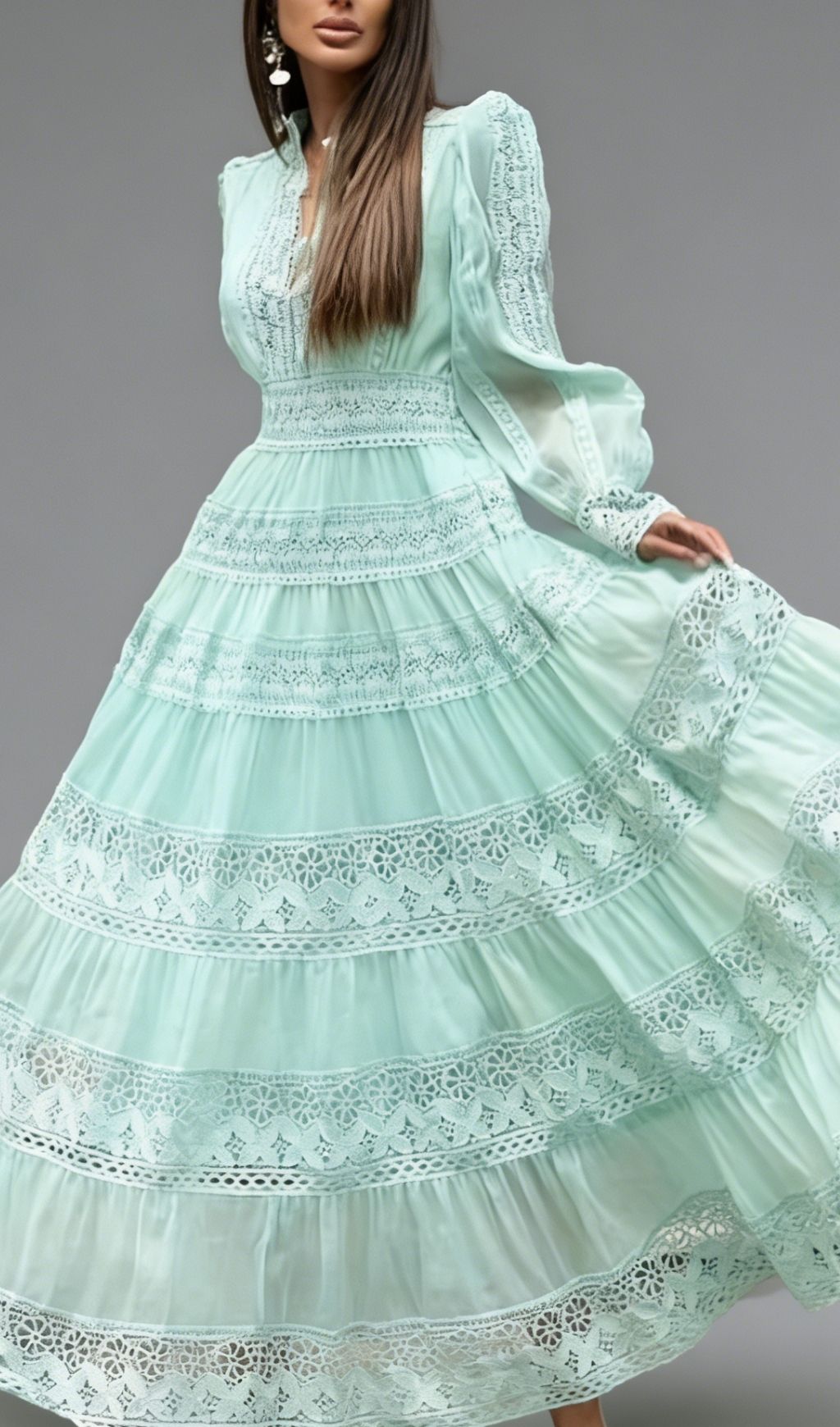 a8034ff701f669b3549b65e634ac548a.jpg Fashionslee Women Kamara Green Long Sleeve Maxi Dress