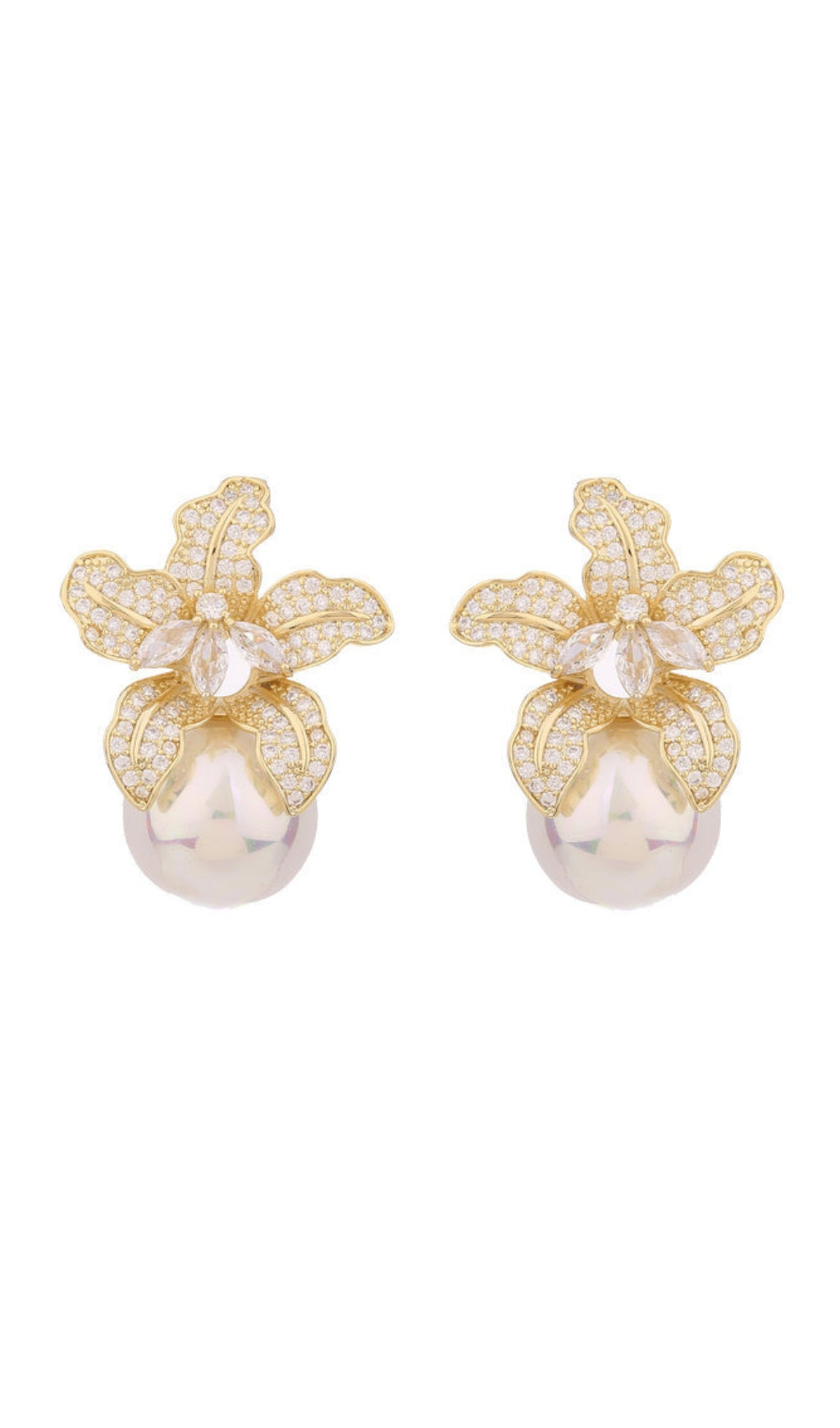 Fashionslee Women Lily Gold Pearl Earrings