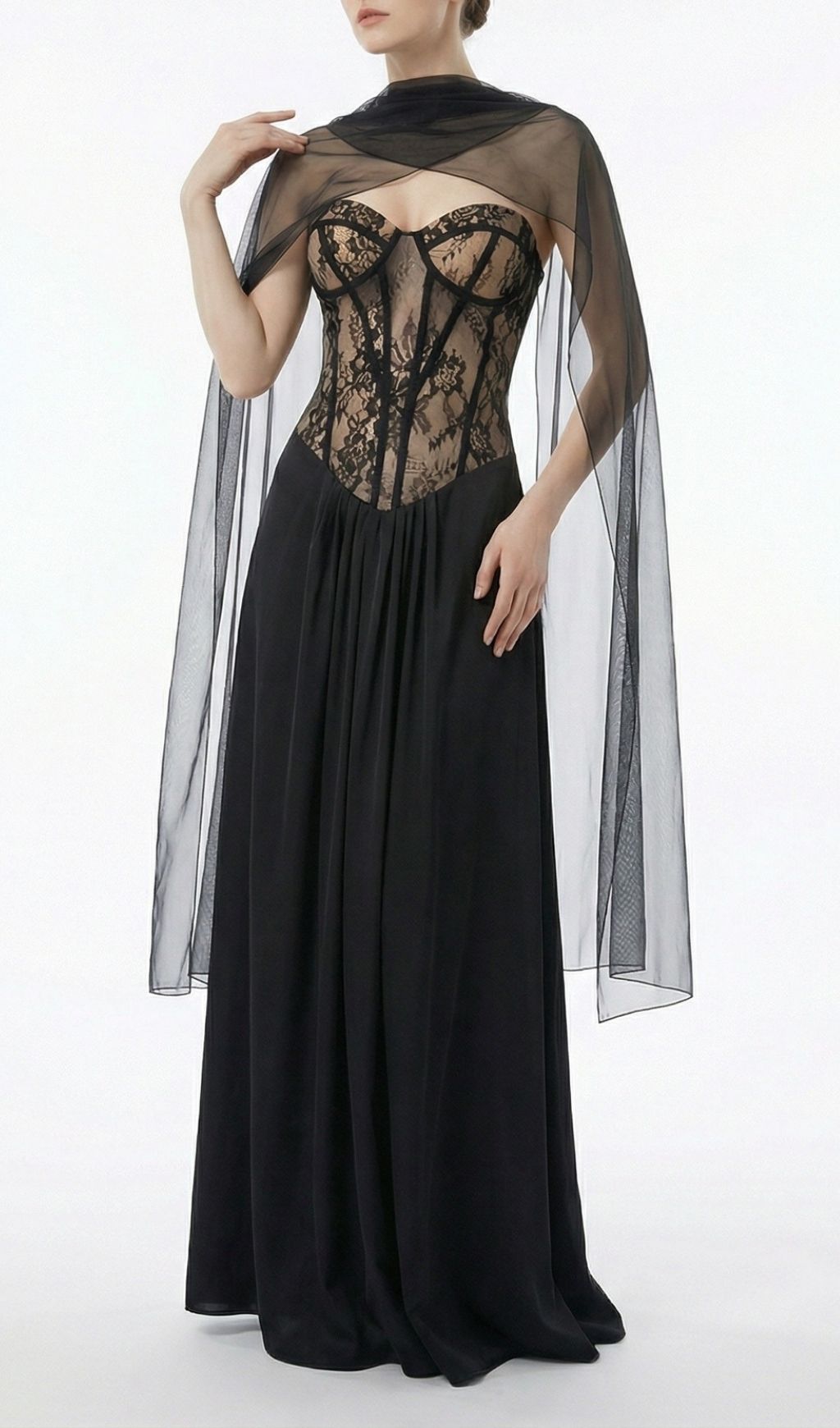 a83d6919cebab7a9fc34da3a8d69d50c.jpg Fashionslee Women Kalei Black Lace Corset Mesh Maxi Dress