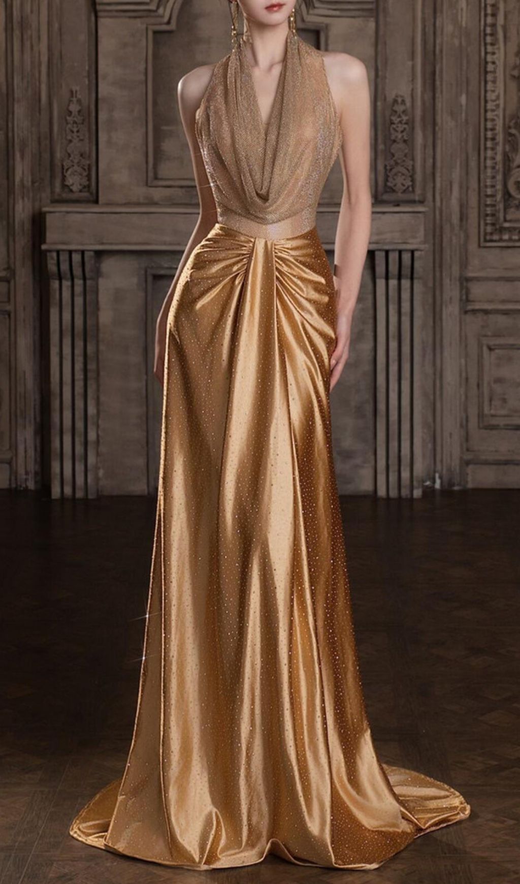a861fcf36a4c04cabf2d9dd2c369990f.jpg Fashionslee Women Ksenia Gold Halter Maxi Dress