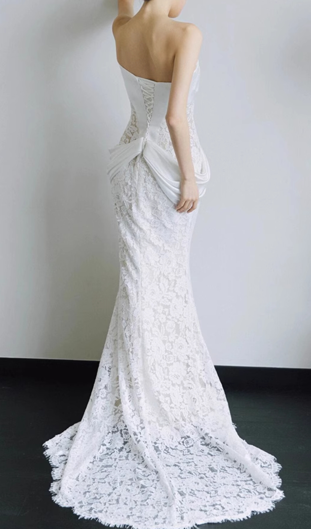 Fashionslee Women Cait White Lace Corset Wedding Dress