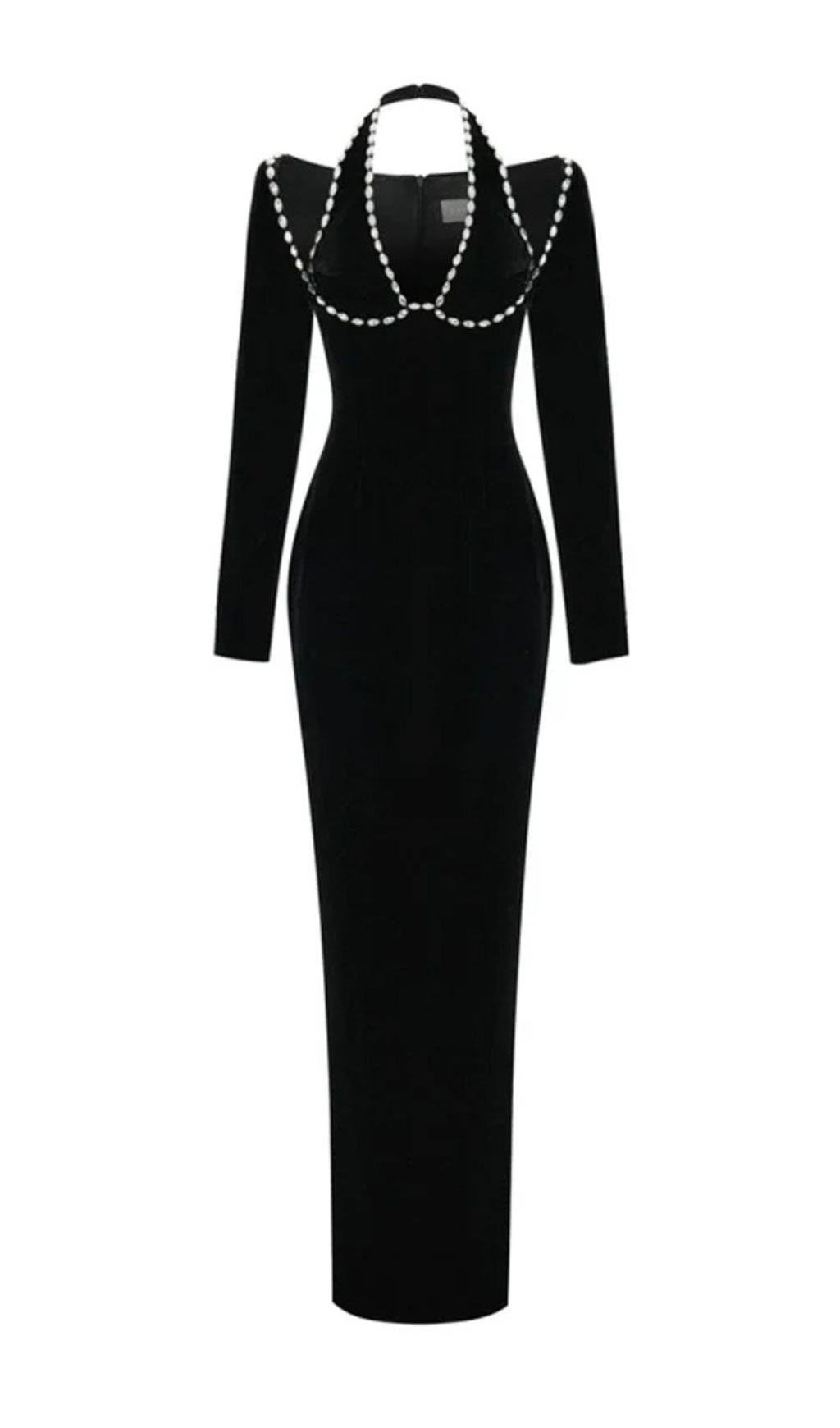 a8679f072453ef69023e7d66116c8002.jpg Fashionslee Women Brienda Black Long Sleeve Crystal Maxi Dress