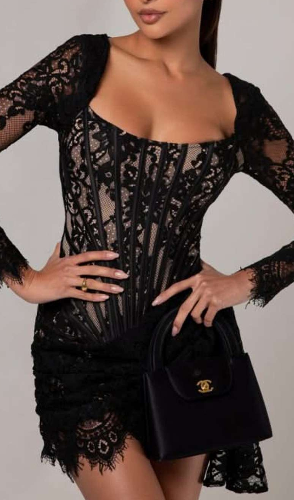 a86c44915422b998cec2b0ef713eb4d5.jpg Fashionslee Women Callan Lace Long Sleeve Corset Mini Dress