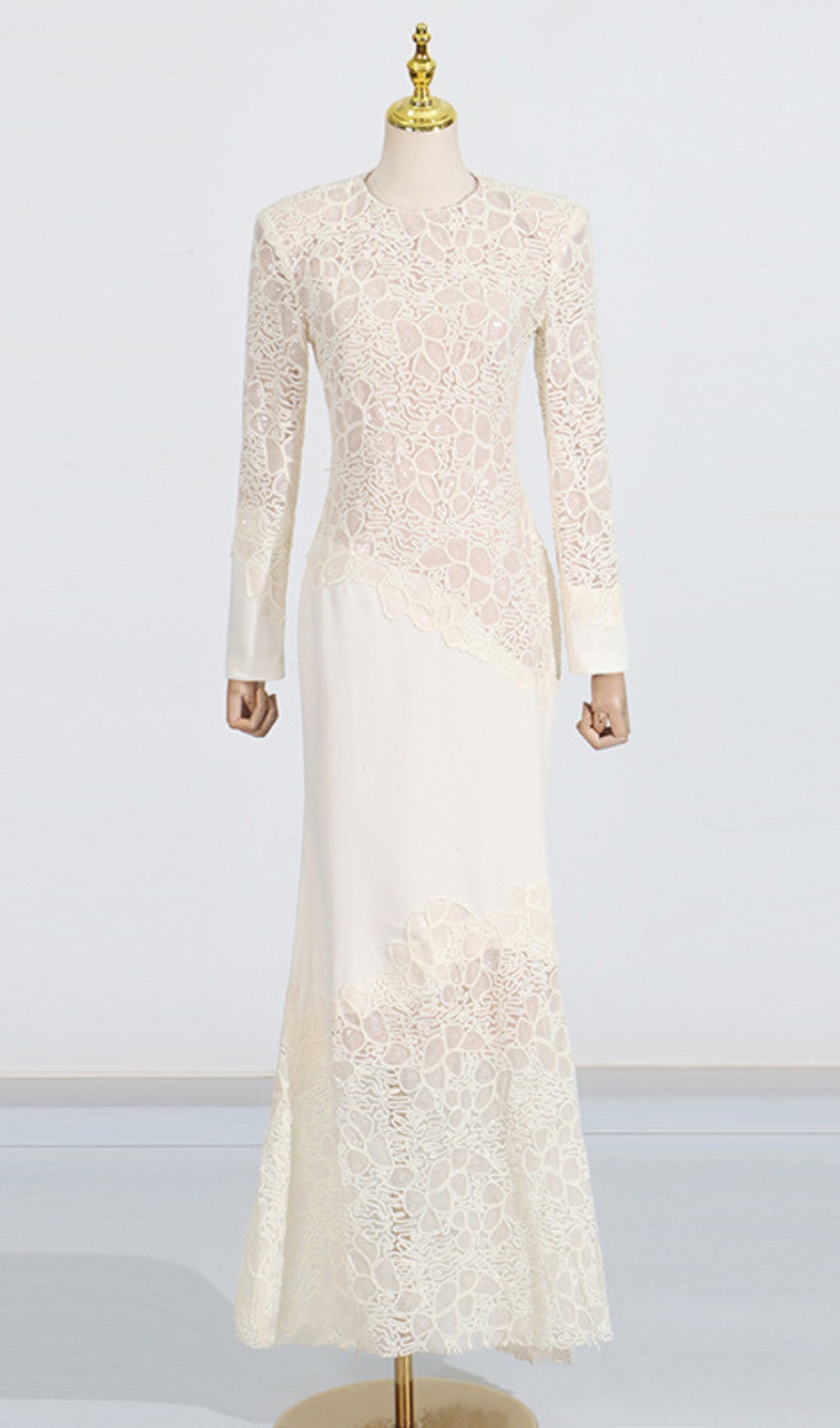Fashionslee Women Elodie Lace Embroidery Long Sleeve Maxi Dress