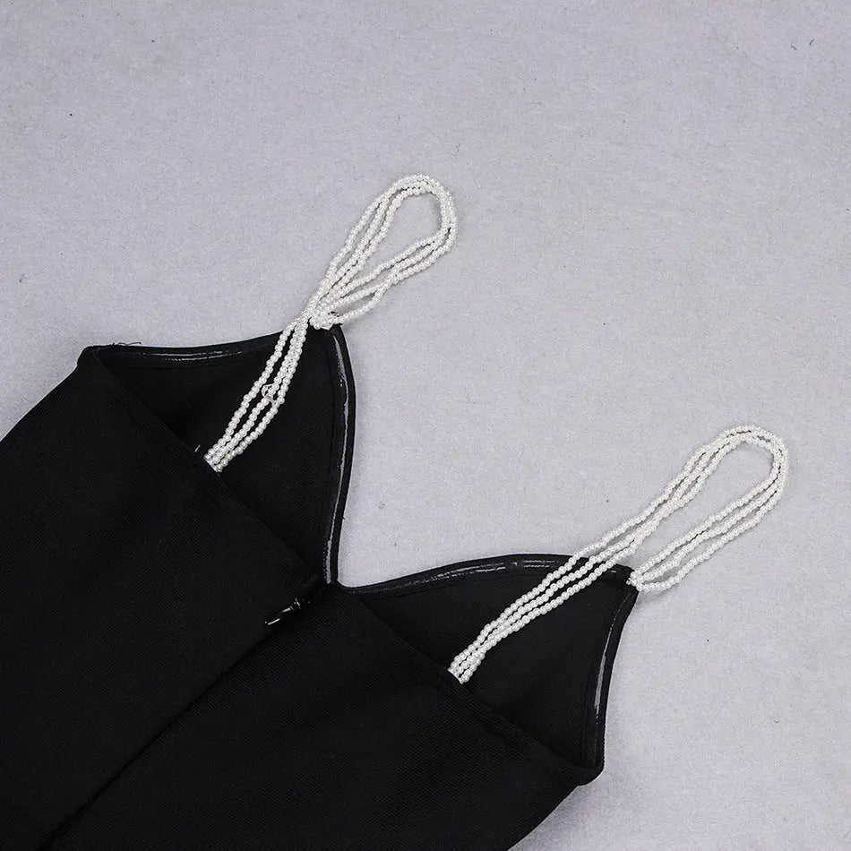 a88ef600513e689fb68640250c239b78.jpeg Fashionslee Women Black V Neck Spaghetti Bandage Midi Dress