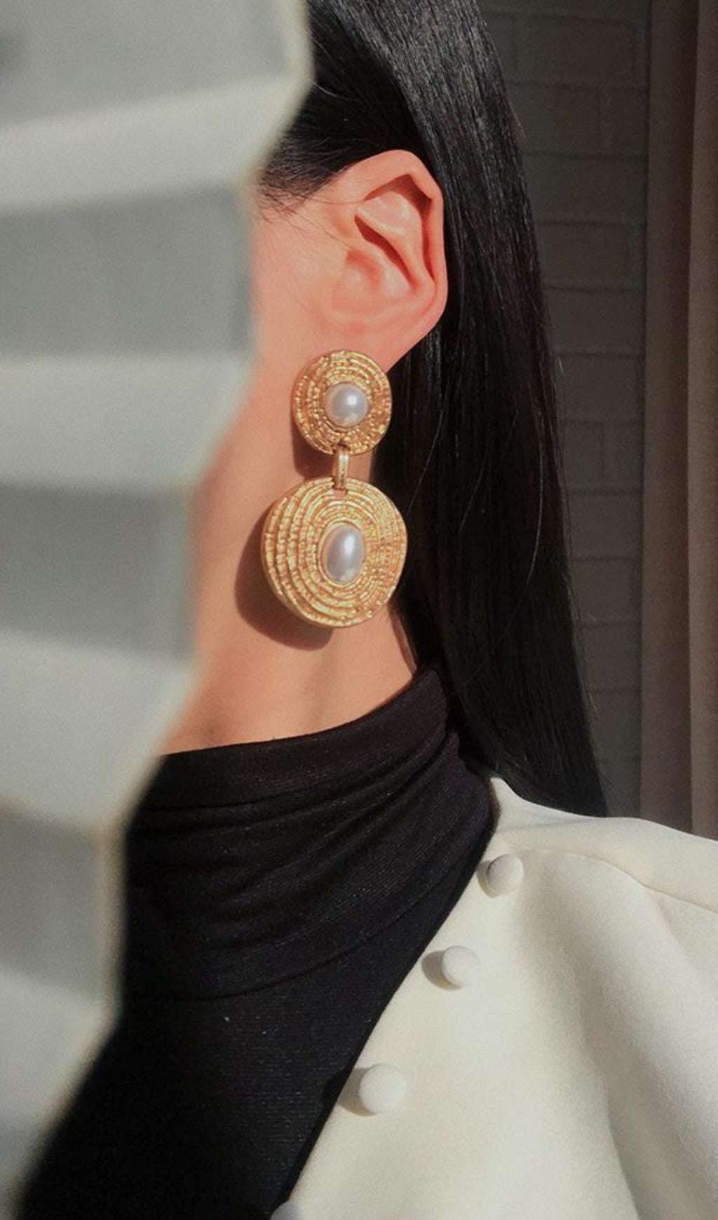 Fashionslee Women Spiral Circle Pearl Earrings