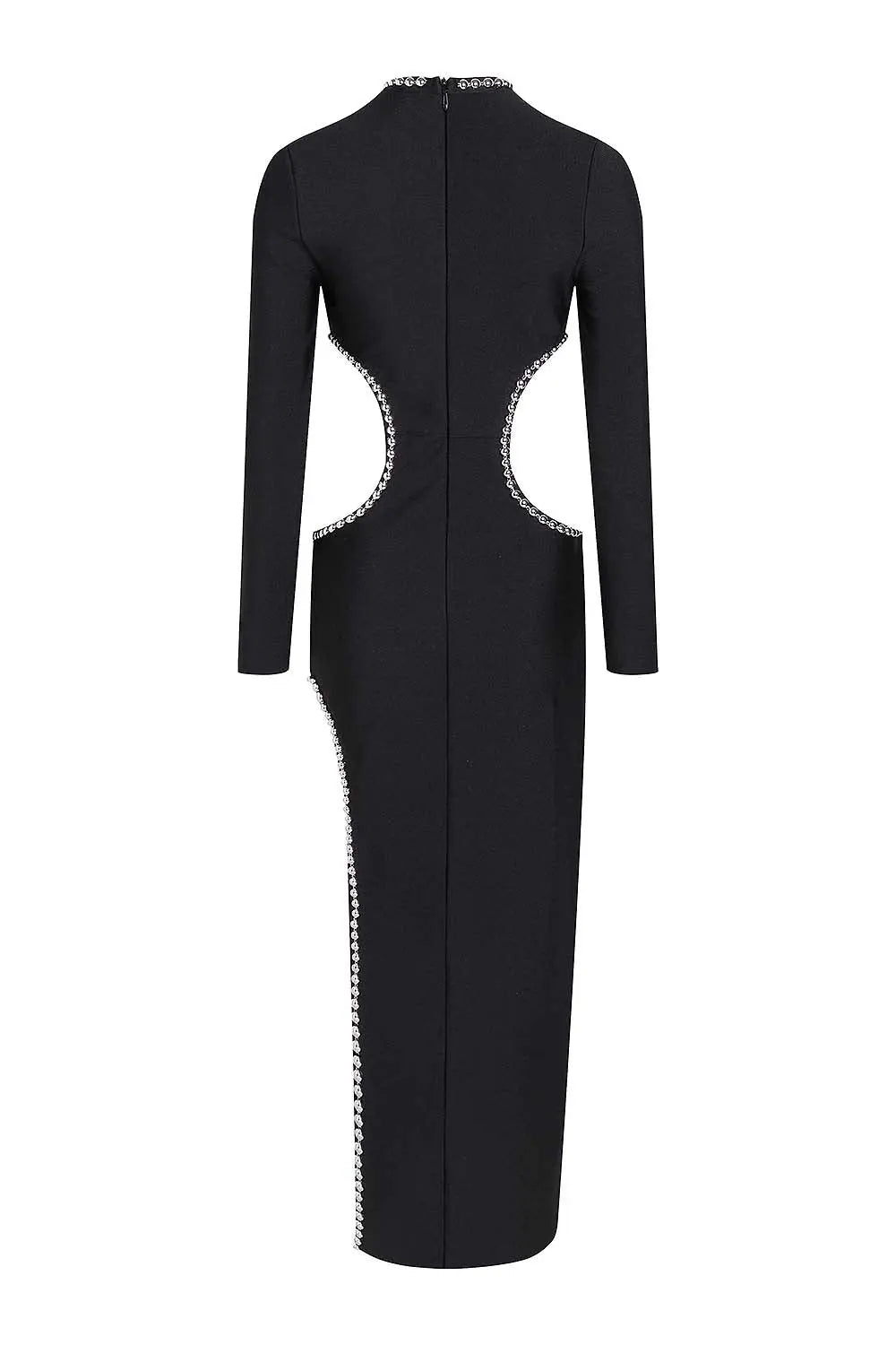 a8fe2eabf85232c4bcb66e53a744af40.jpeg Fashionslee Women Embellished Cut Out Maxi Bandage Dress In Black