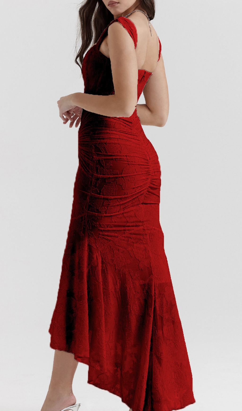 Fashionslee Women Anaëlle Red Floral Corset Maxi Dress