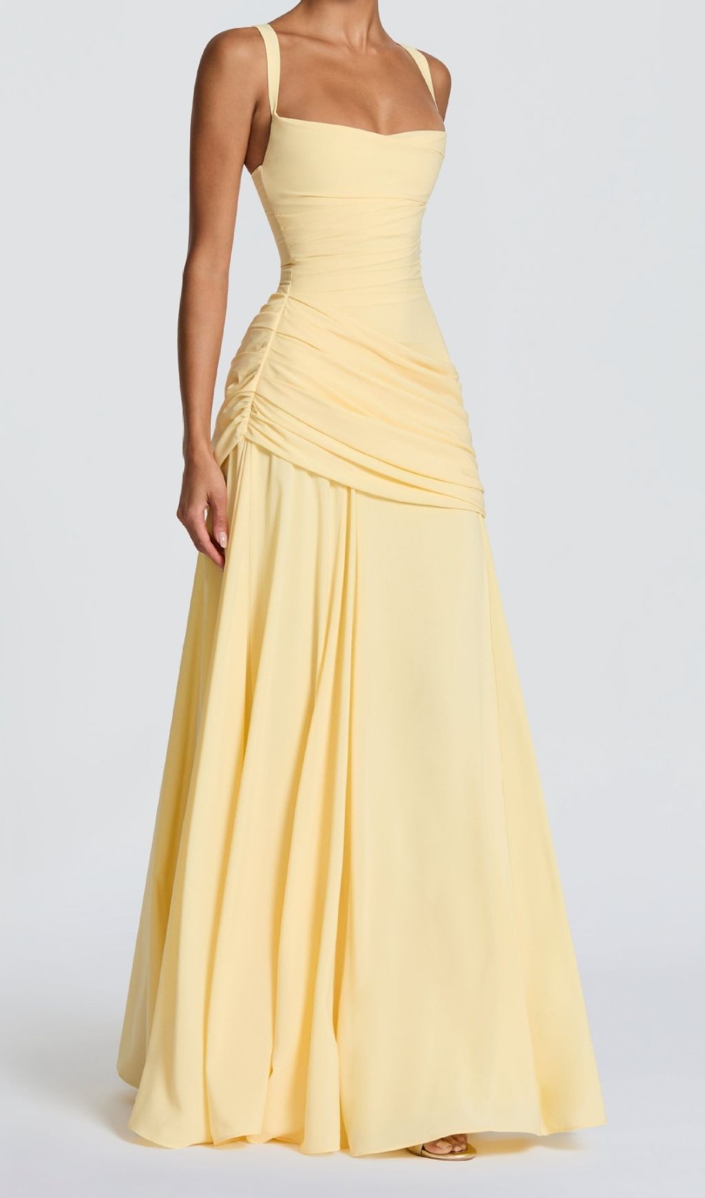 a91b8756440d4bac1c87e6cab7e016e3.jpg Fashionslee Women Kellie Yellow Strappy Ruched Maxi Dress