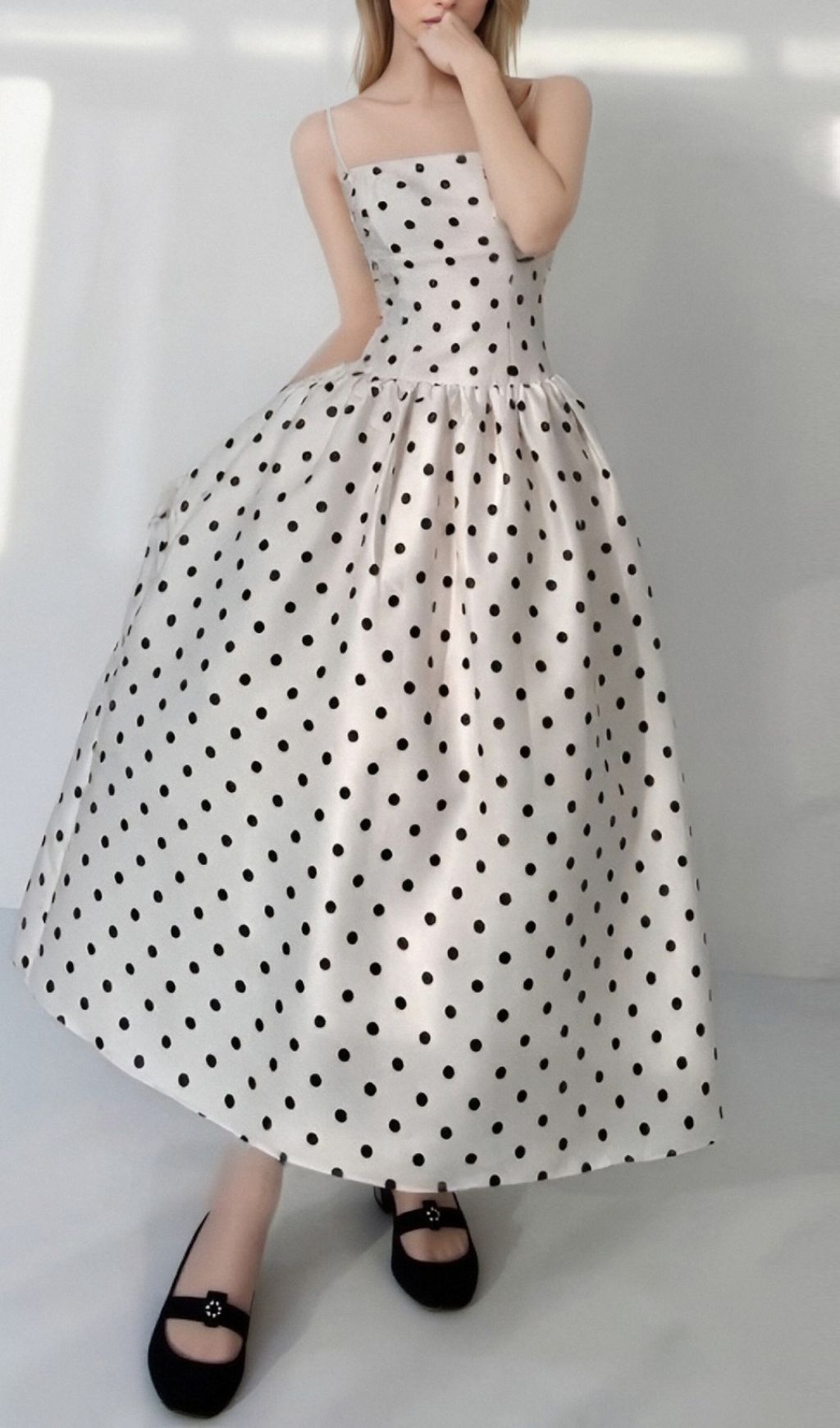 Fashionslee Women Floriane Strappy Dot Midi Dress