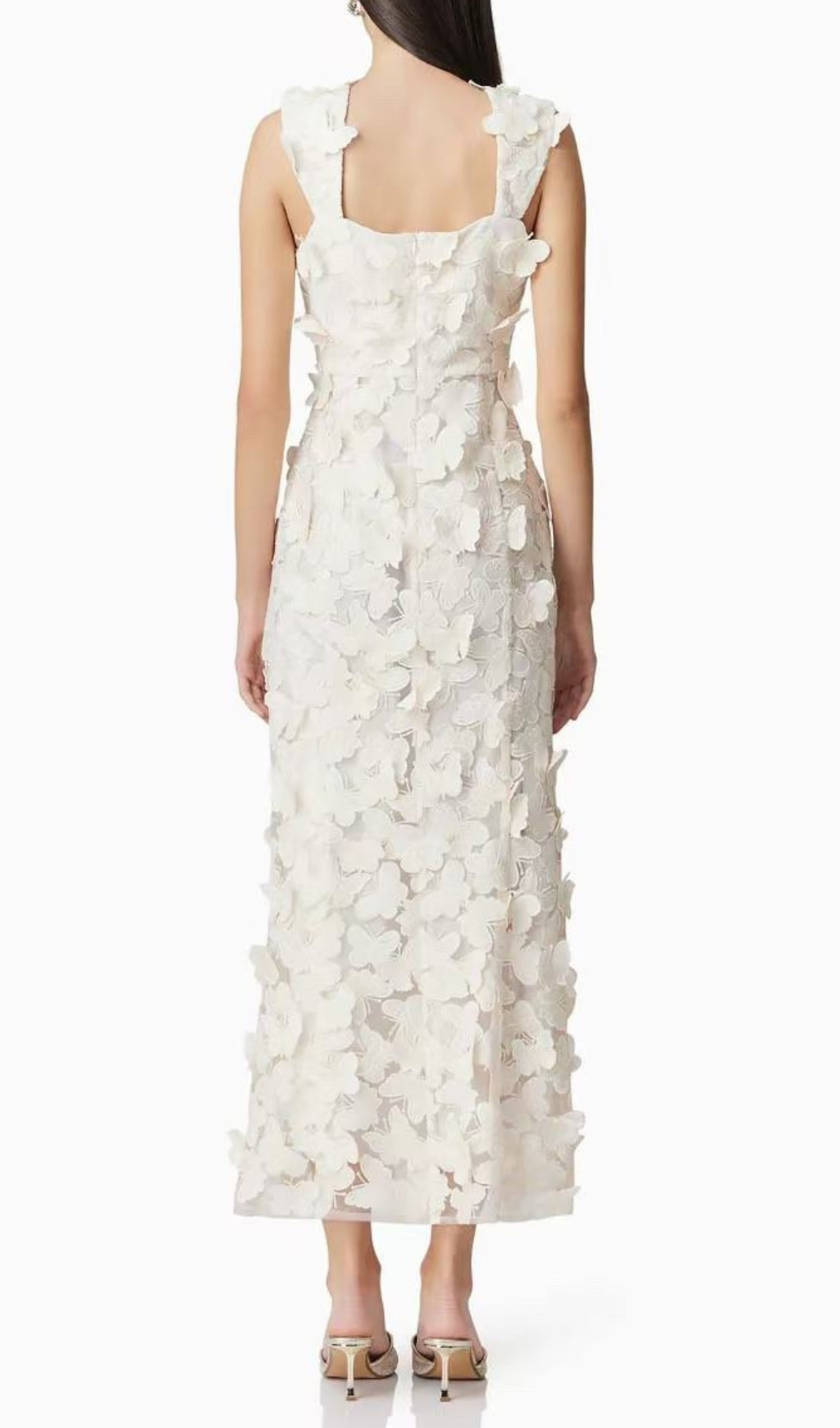 Fashionslee Women Eddy White Butterfly Embroidery Maxi Dress