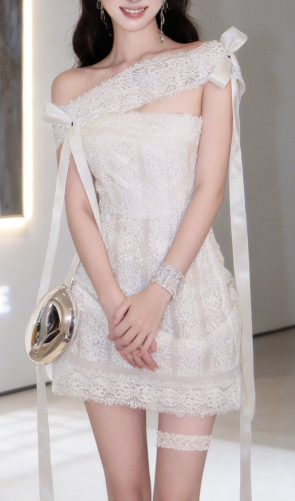 Fashionslee Women Kamea White Lace Mini Dress
