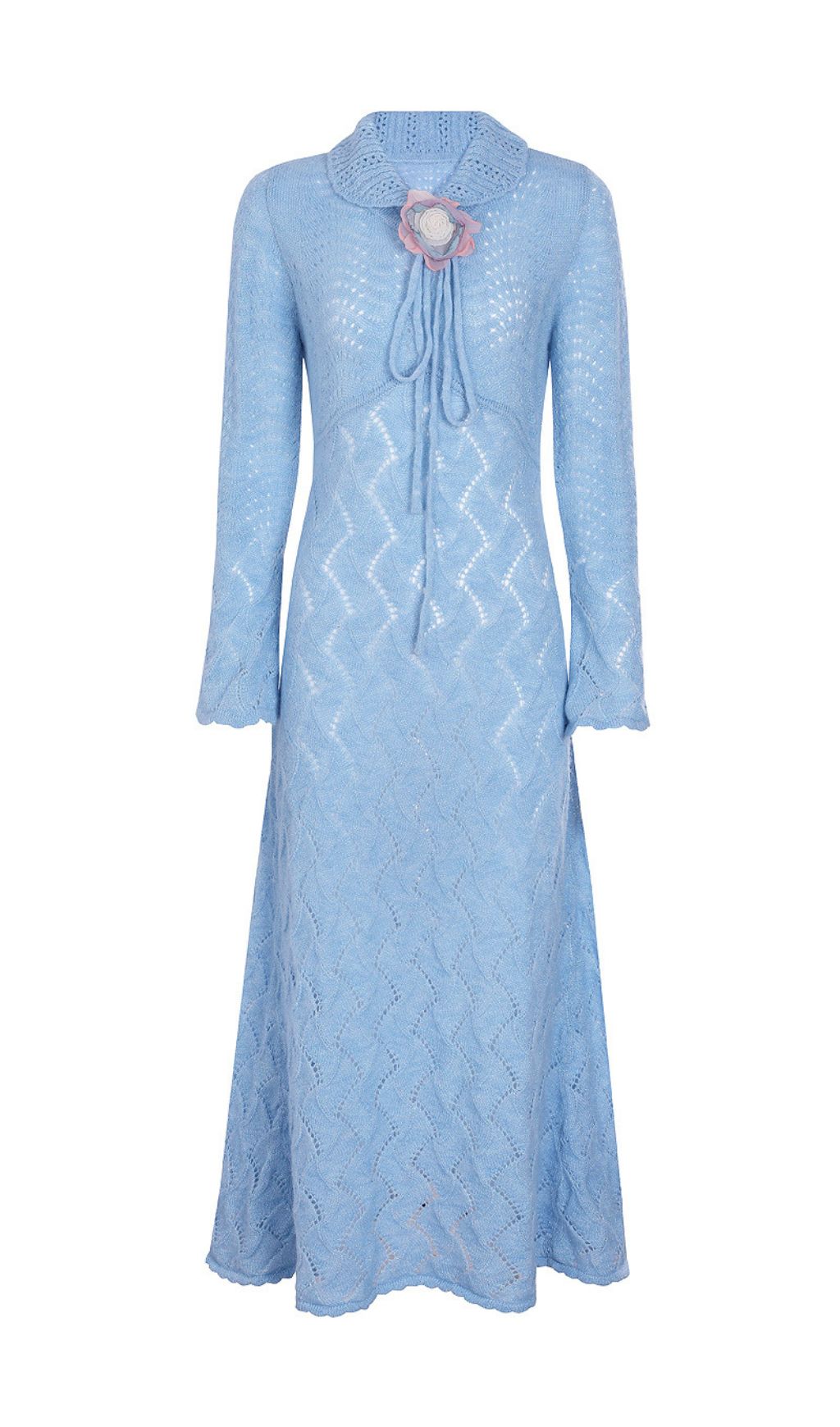 Fashionslee Women Jorge Knit Floral Long Sleeve Midi Dress