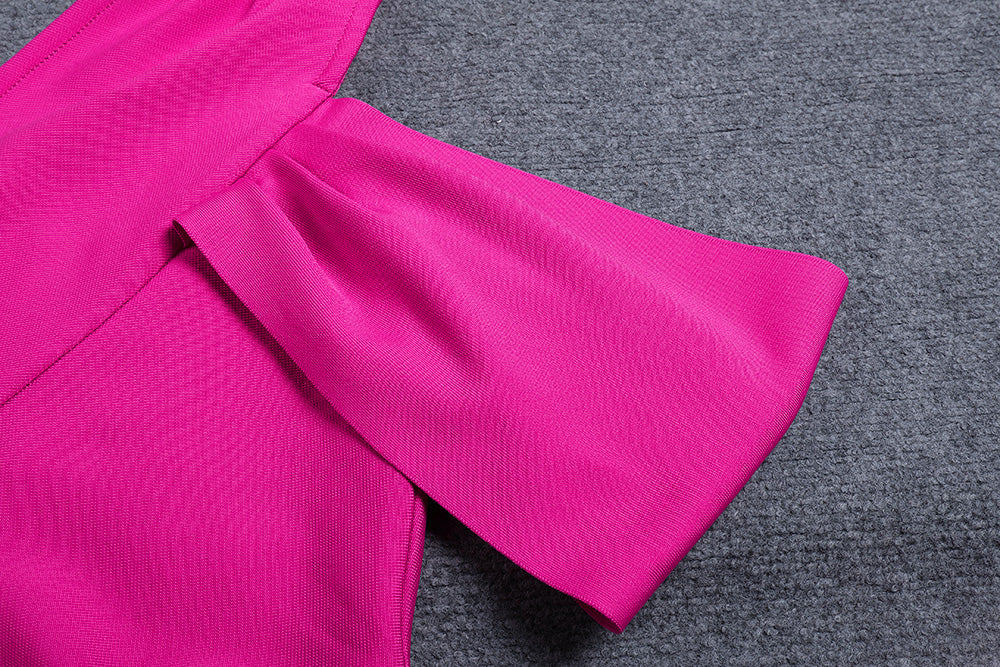 VIBRANT PINK ASYMMETRIC ONE-SHOULDER DRESS - OWNCI