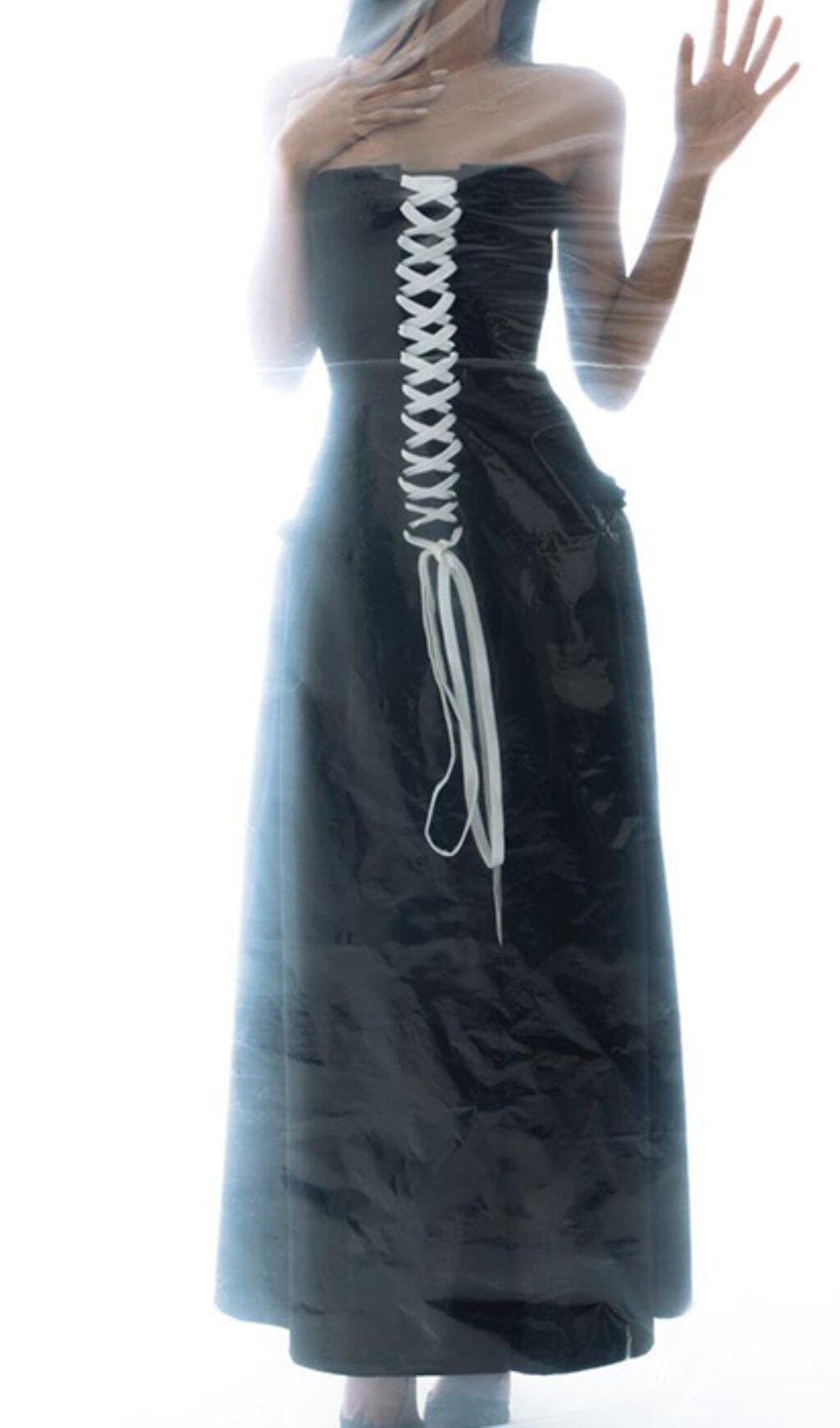 a9eb52d7090181f20c4b8c2cdbc9e570.jpeg Fashionslee Women Front Lace Up Strapless Maxi Dress In Black