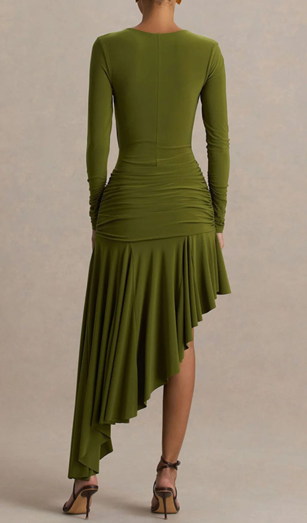 Fashionslee Women Nedelya Long Sleeve Draped Midi Dress