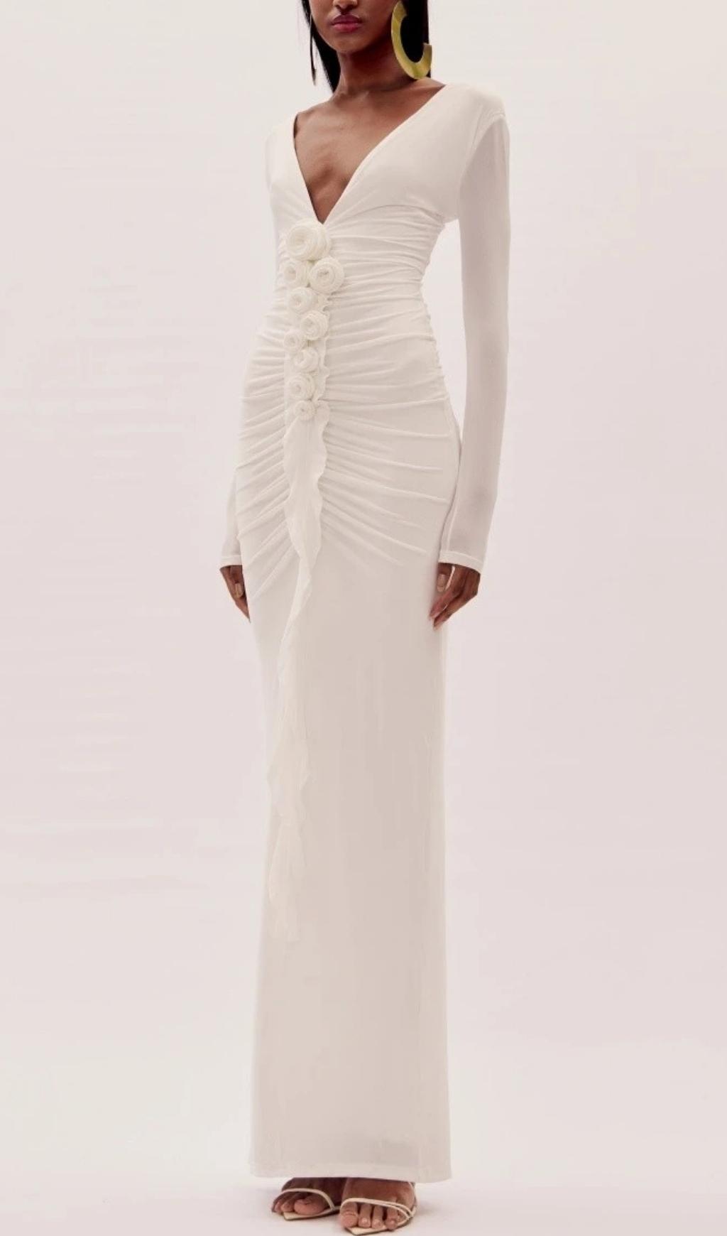 aa10e0711a1f9df03569dcf66635c29f.jpg Fashionslee Women Everard White Flower Long Sleeve Maxi Dress