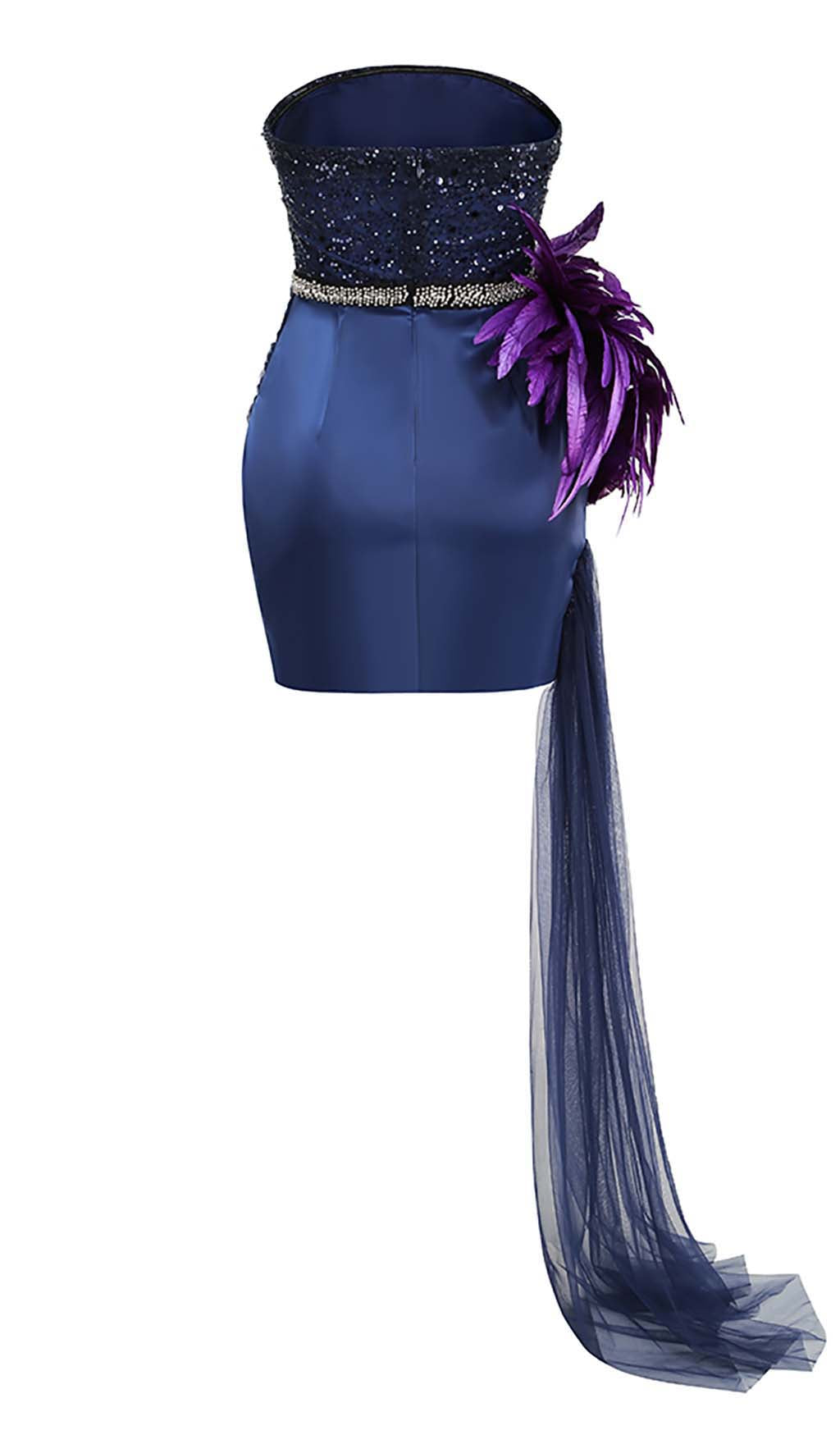 TRENDING PURPLE FEATHER MIDI DRESS - OWNCI TRENDING PURPLE FEATHER MIDI DRESS - OWNCI