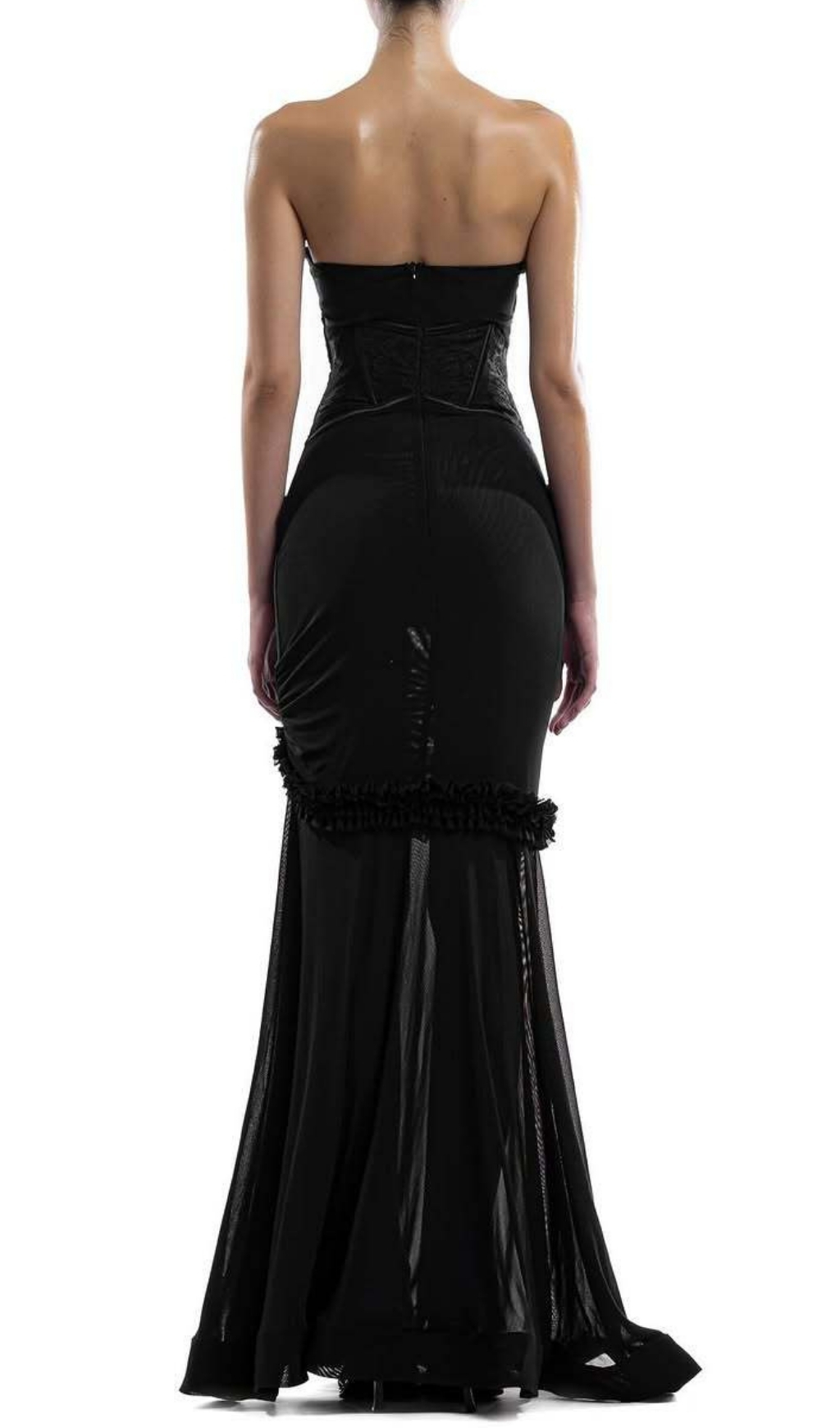 Fashionslee Women Evren Black Strapless Corset Maxi Dress
