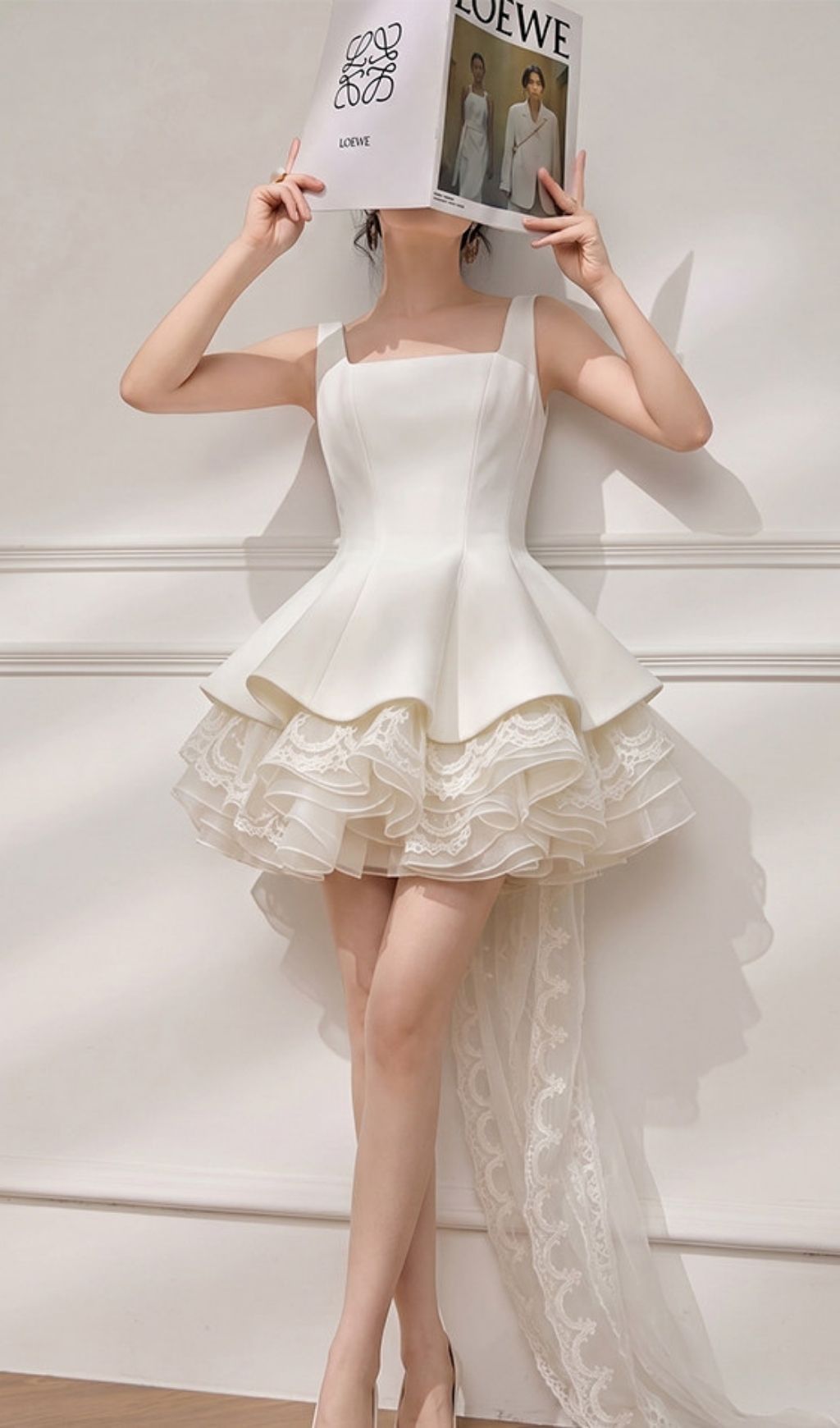 Fashionslee Women Kiki White Lace Bow Mini Dress
