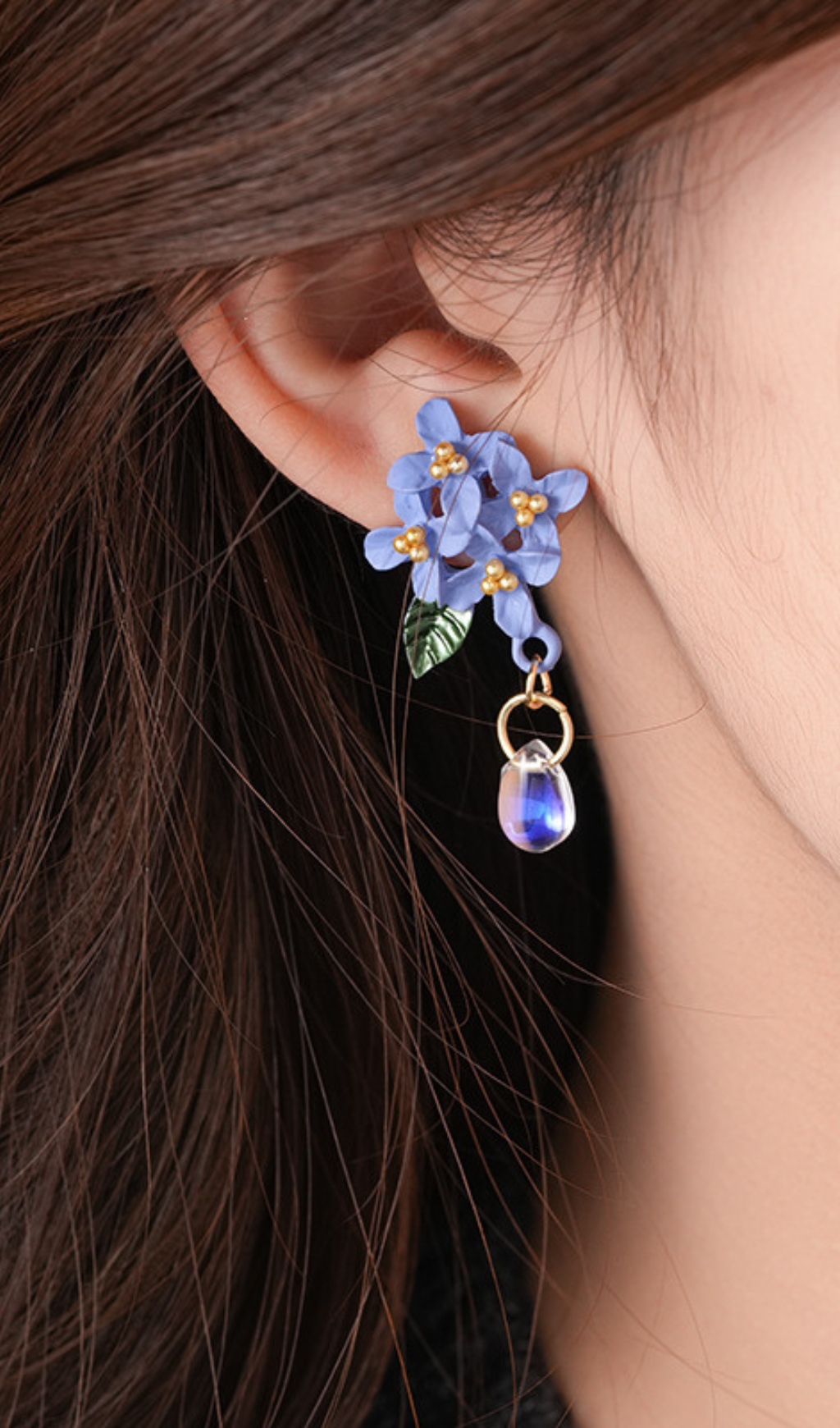 Fashionslee Women Dulcinea Blue Flower Earrings