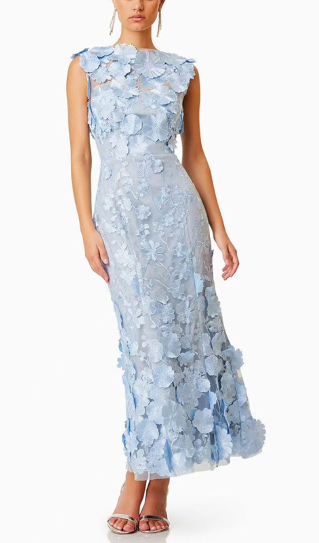 Fashionslee Women Cessair Sleeveless Flower Embroidery Midi Dress