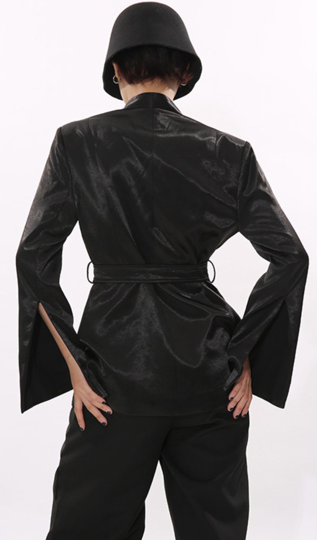 aa9b5aa5de9e12455129be3af7d0f1bf.jpg Fashionslee Women Indigo Black Blazer With Belt