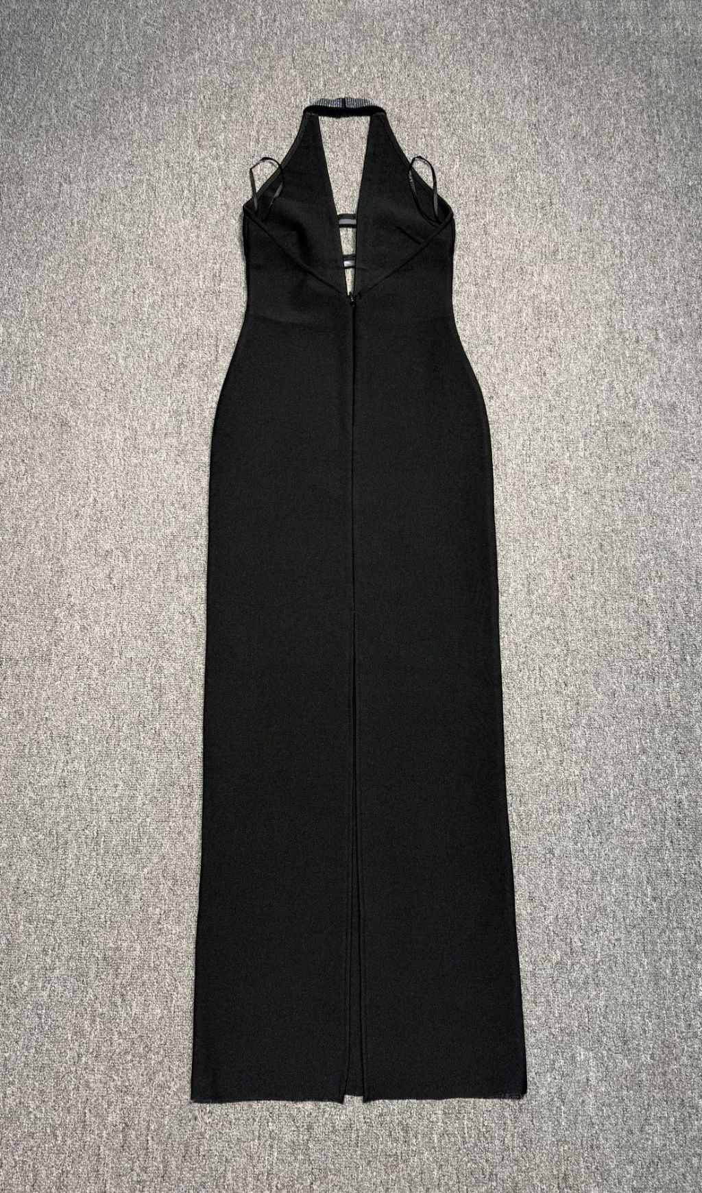 Fashionslee Women Hoffman Black Halter Bow Maxi Bandage Dress