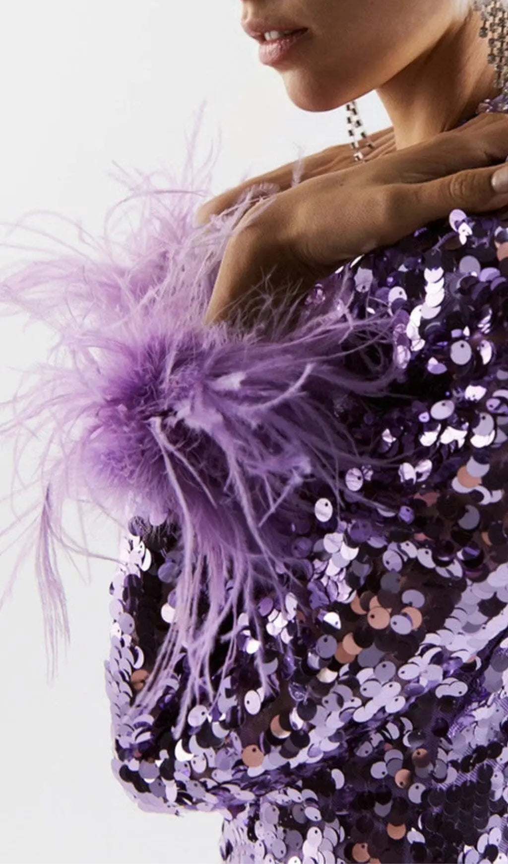 aaafcb4e2629e45f7658ff0a8df340c5.jpeg Fashionslee Women Sequin Patchwork Plush Cuff Dress In Purple