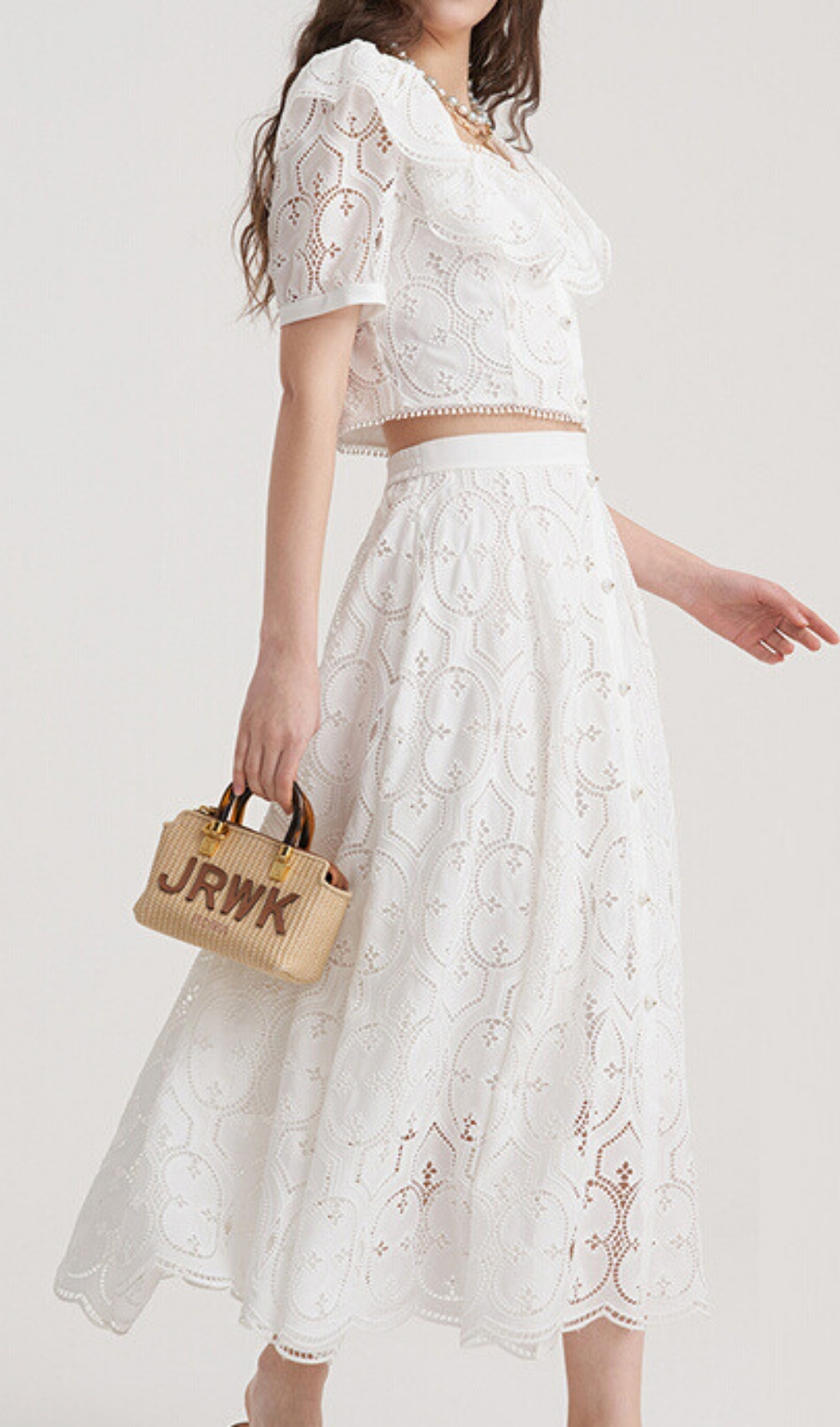 aab5f738ff6d285f4dd0c03bca4addd9.jpg Fashionslee Women Einav White Embroidery Skirt Set