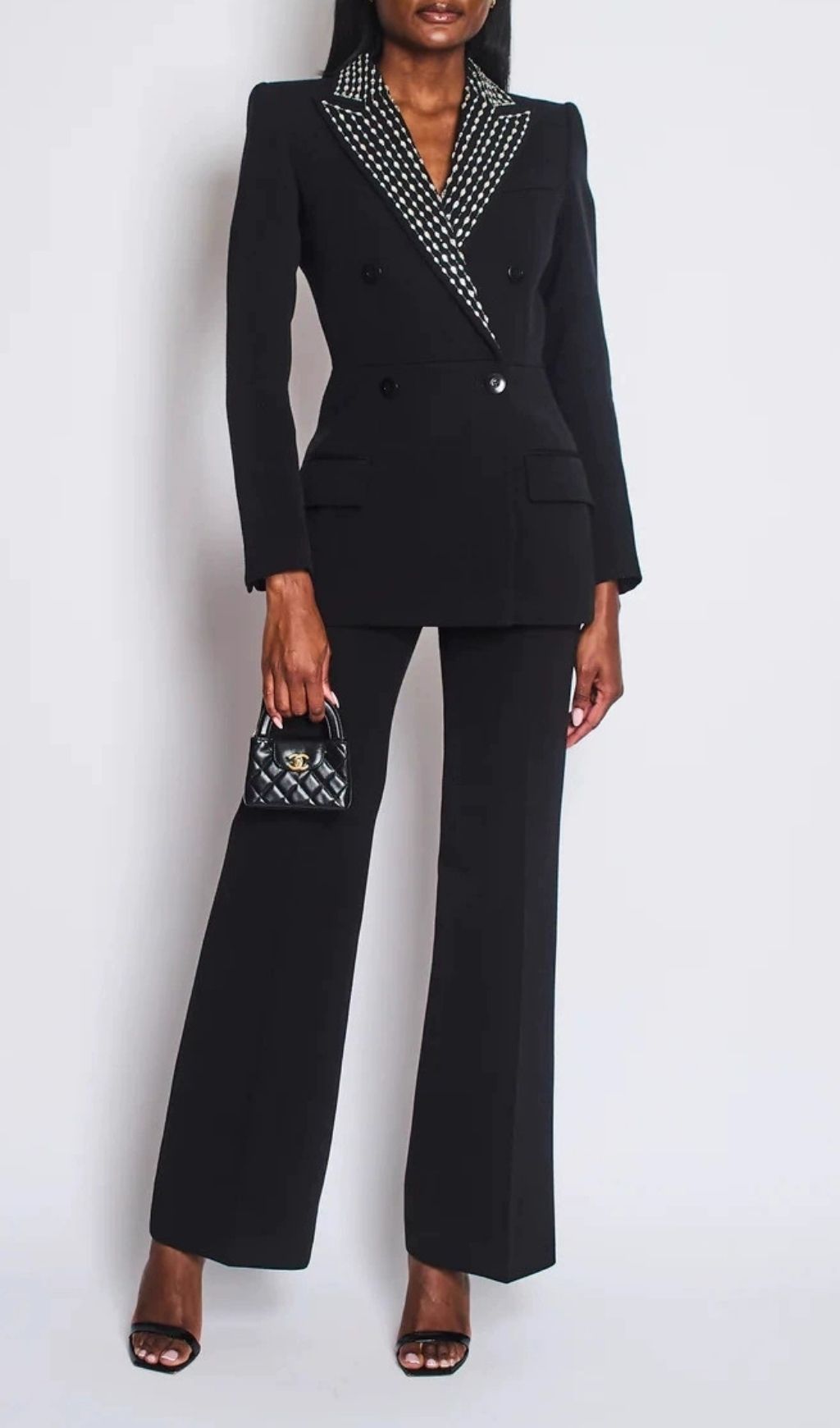 Fashionslee Women Kavindra Black Diamante Blazer