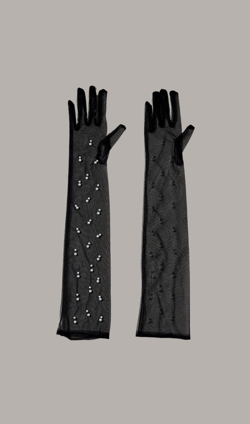 Fashionslee Women Black Mesh Pearl Gloves