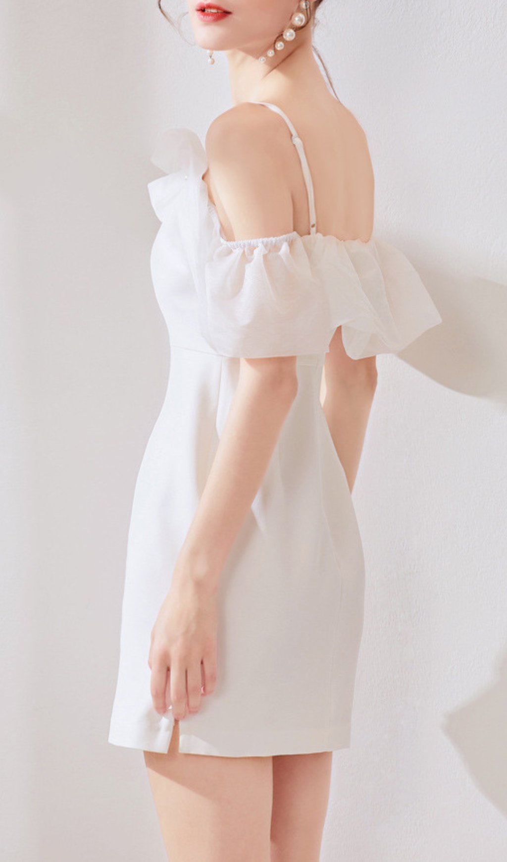 Fashionslee Women Domitia White Off-Shoulder Mini Dress