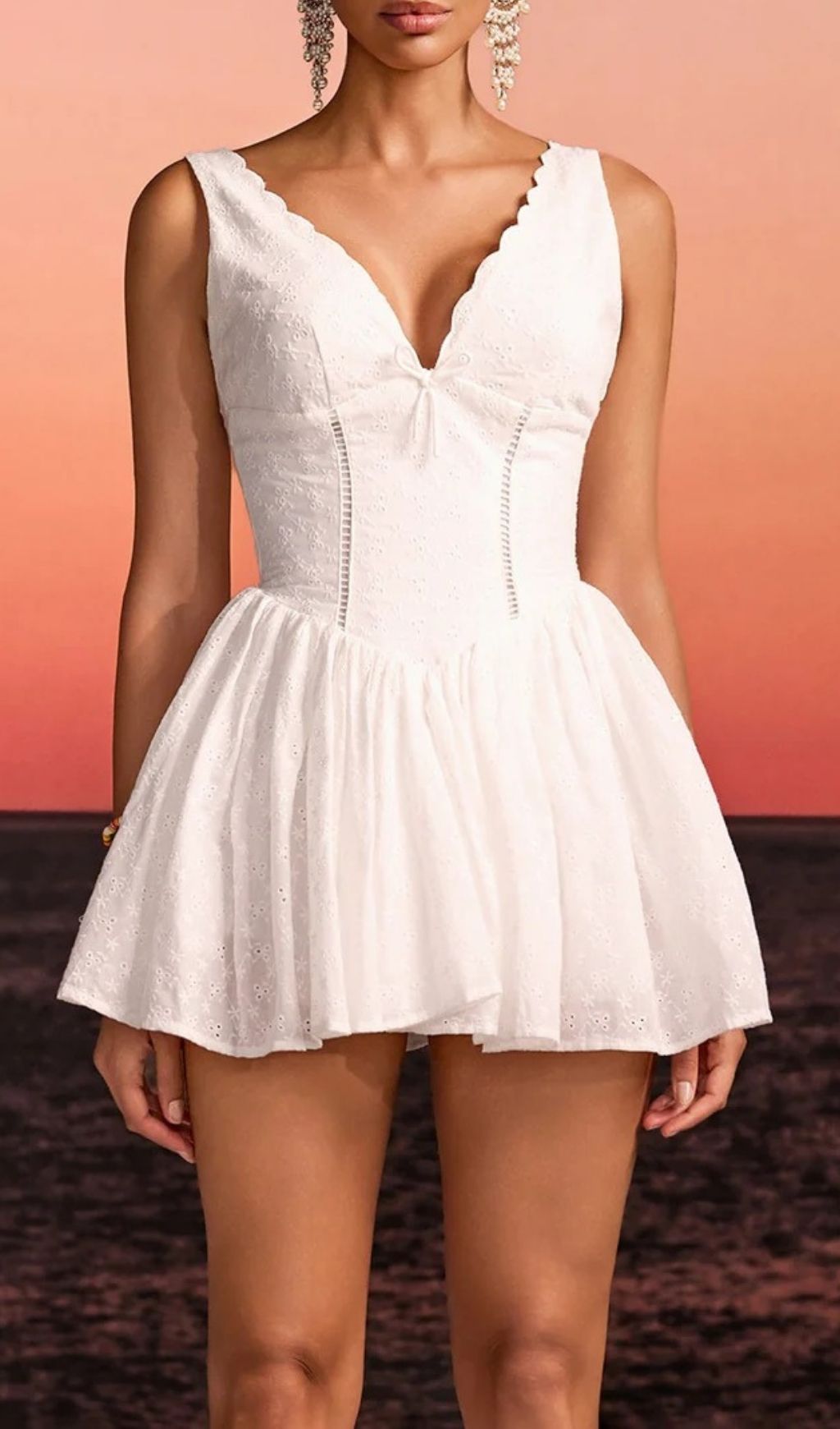Fashionslee Women Firoth V Neck Floral Mini Dress In White