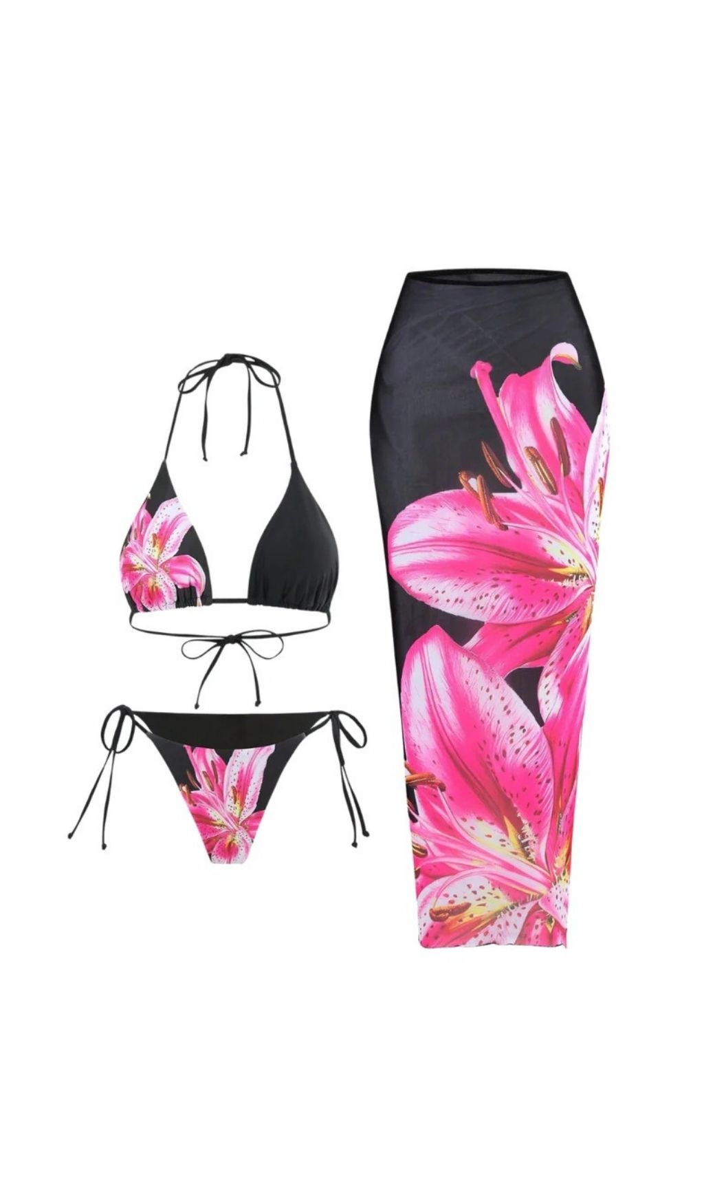 ab4f64c66e936ad3de7e1e244b792457.jpg Fashionslee Women Grynn Floral Bikini Three Piece Set In Black