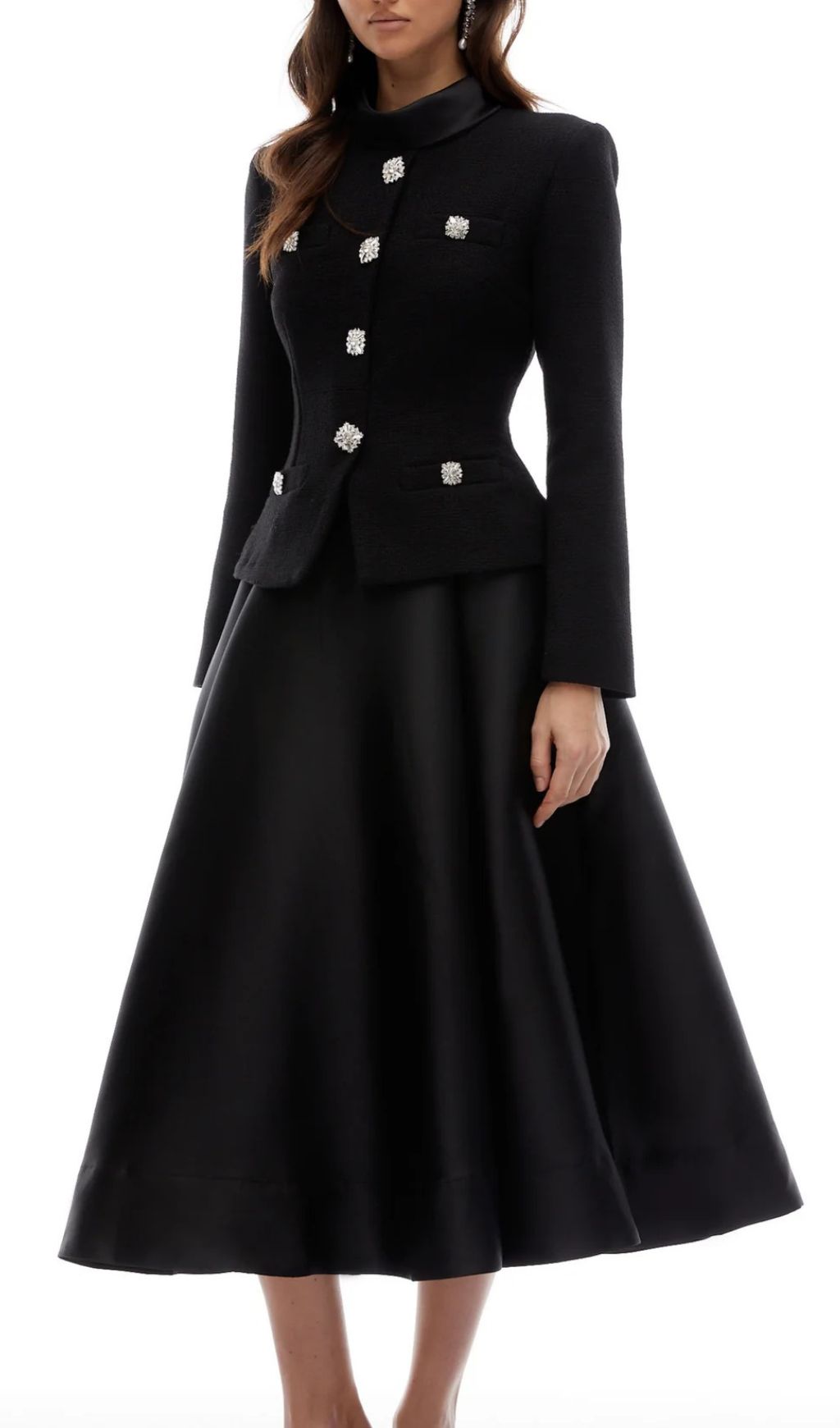 Fashionslee Women Jayna Black Long Sleeve Midi Dress