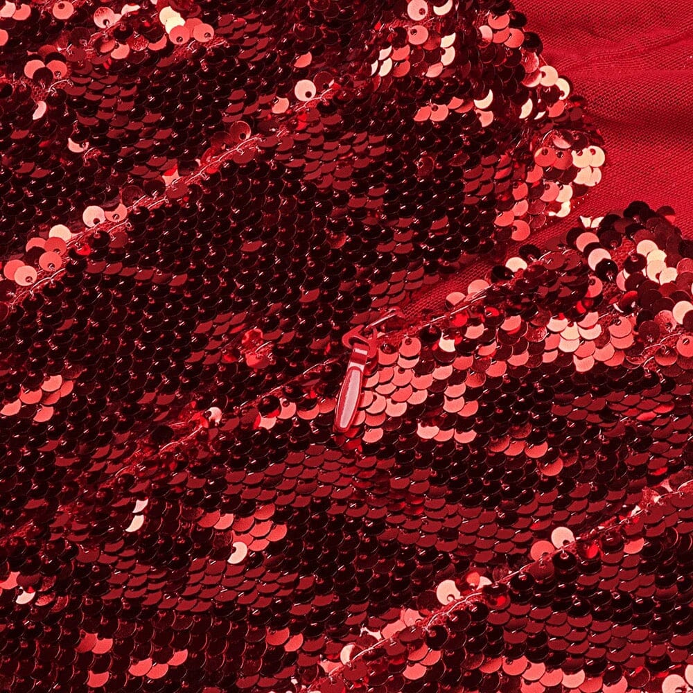 Fashionslee Women Strapless Sequin Mini Dress In Wine