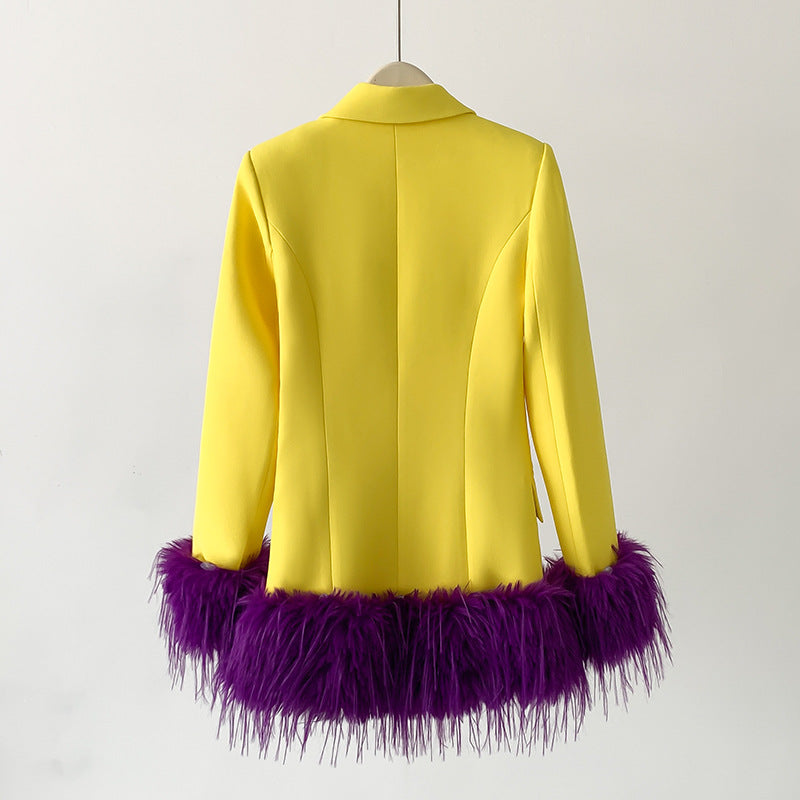 VINTAGE FEATHER BLAZER DRESS – TRENDING AESTHETIC - OWNCI