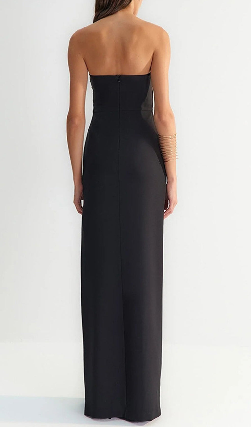 Fashionslee Women Annmarie Black Polka Column Maxi Dress