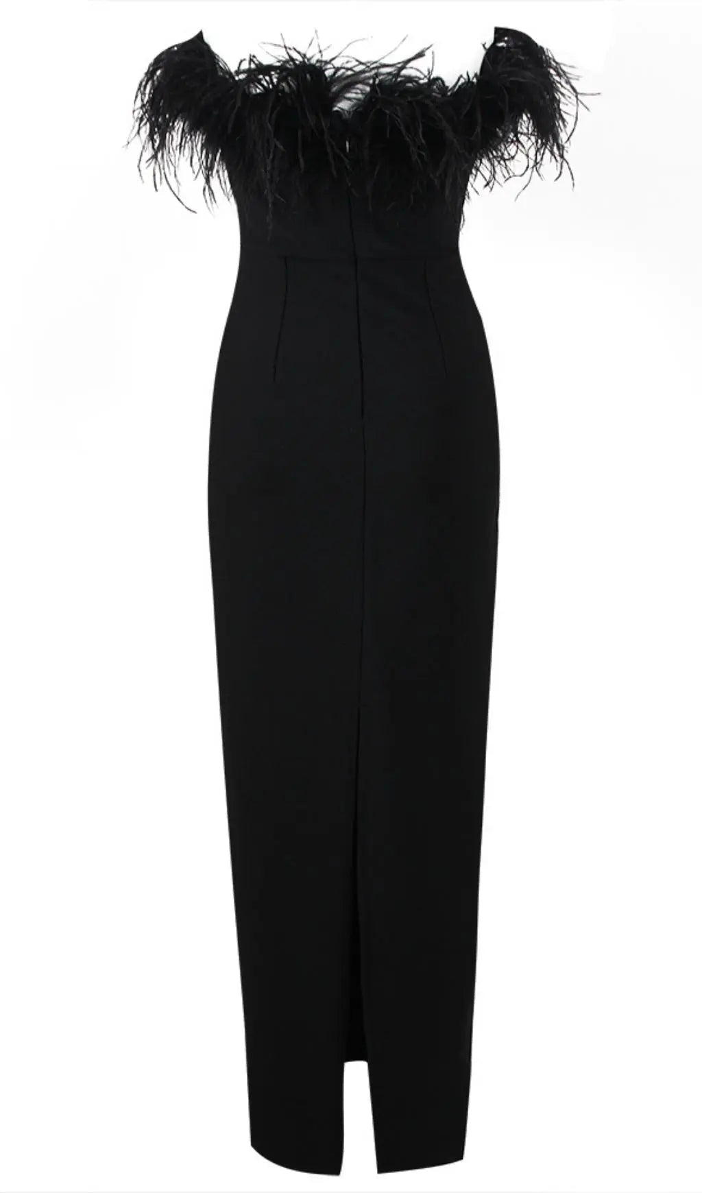 abab91528f23893d92f199a59f5de1bb.jpeg Fashionslee Women Feather Bodycon Maxi Dress In Black